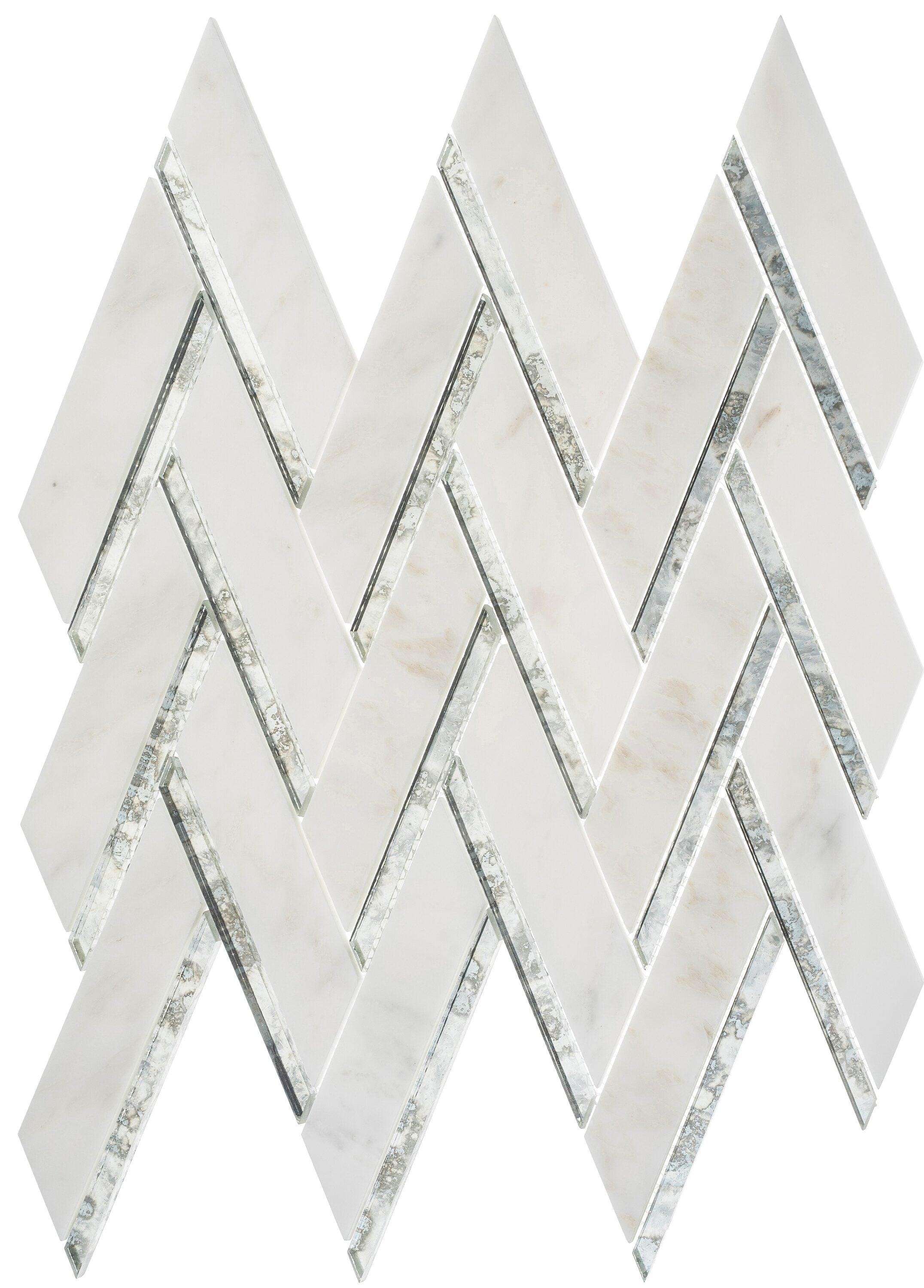 Skylar Stone and Mirror Glass Mosaic Shower Walls, Kitchen Backsplash, Wall and Floor Tile