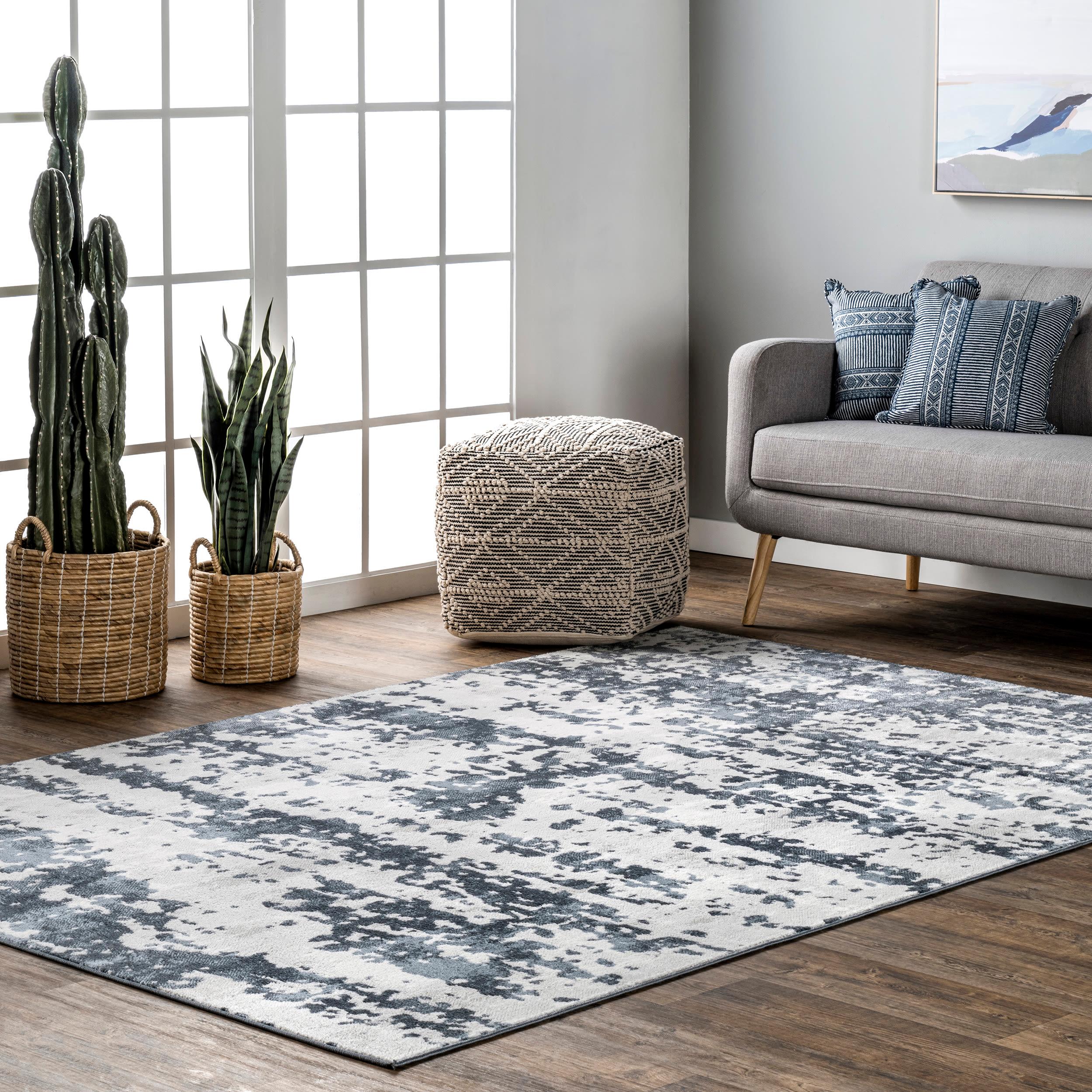 4'3"x6' Ginny Contemporary Speckled Abstract Area Rug Blue - nuLOOM: Machine Made, Low Pile, Indoor Use