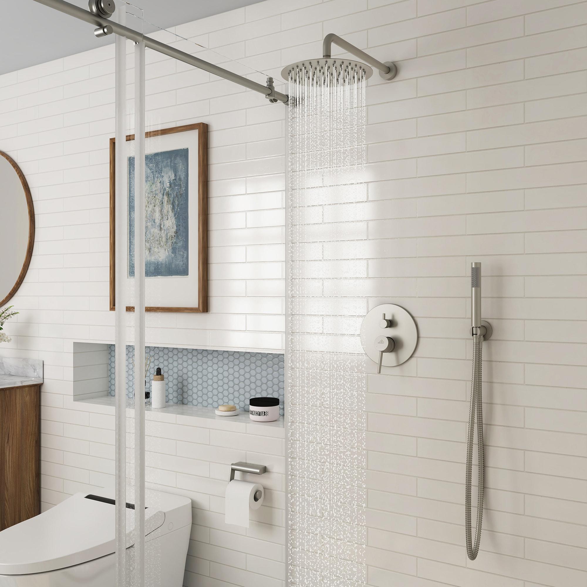 Pressure-Balanced Complete Shower System with 10-Inch Rain Shower Head, Handheld, Rough-in Valve