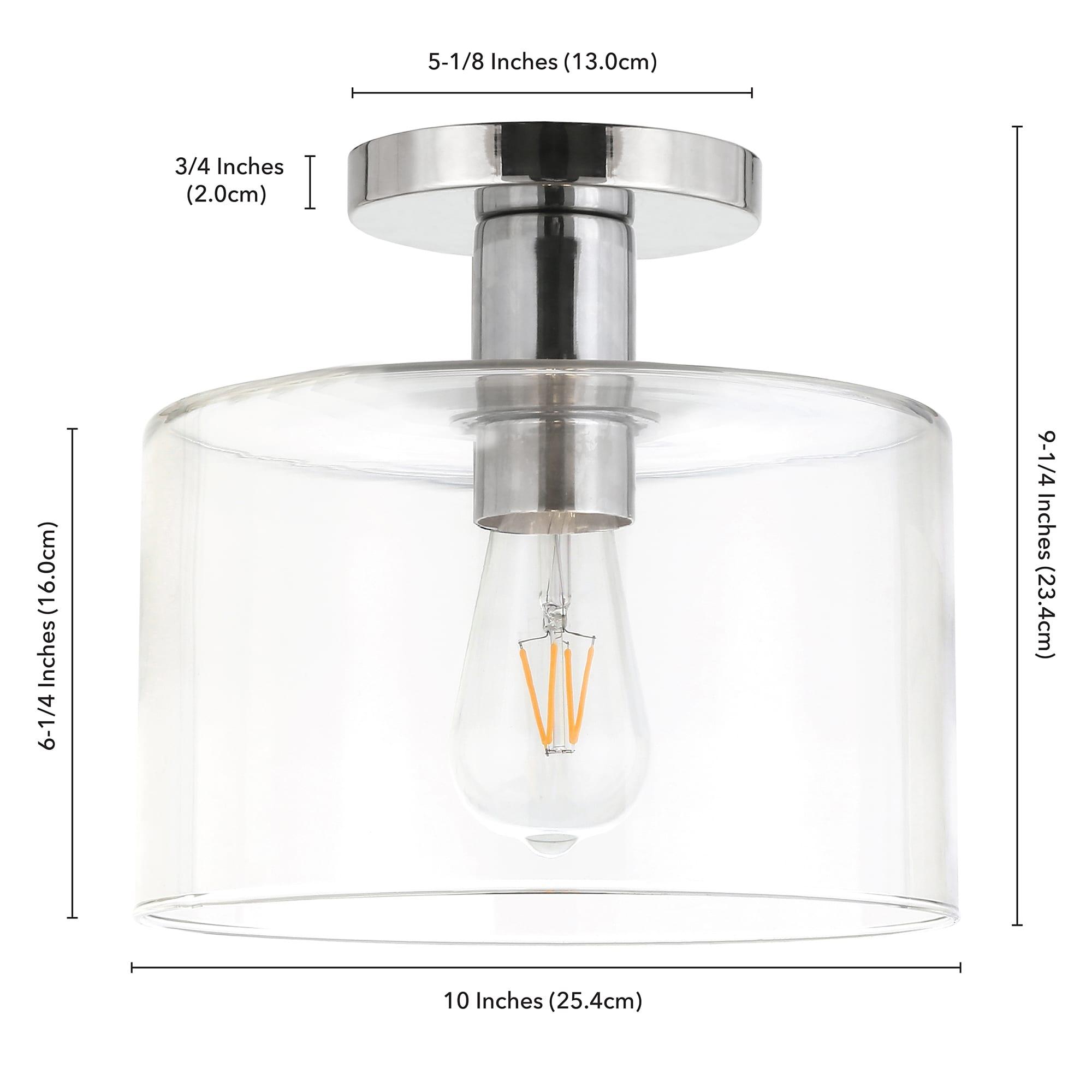 Evelyn&Zoe 10" Polished Nickel Finish Metal/Glass Semi Flush Mount