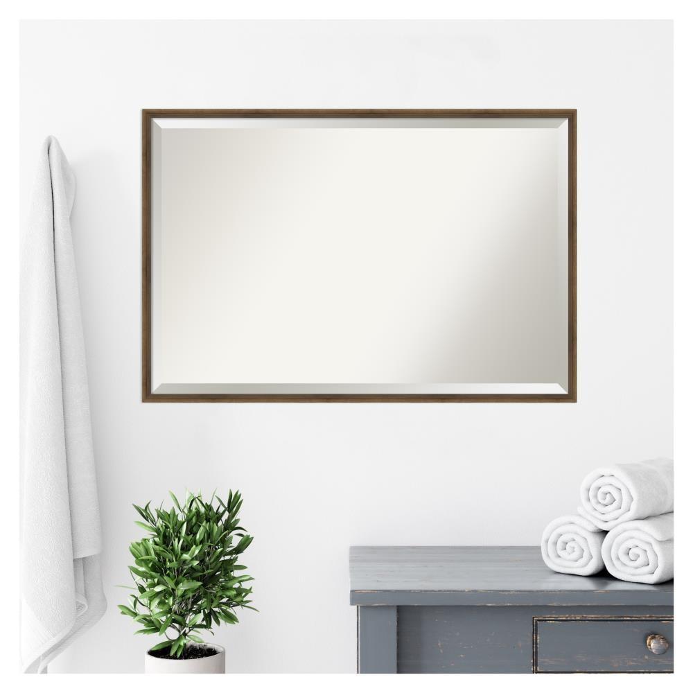 Lucie Bronze 37" Wood Beveled Bathroom Vanity Mirror