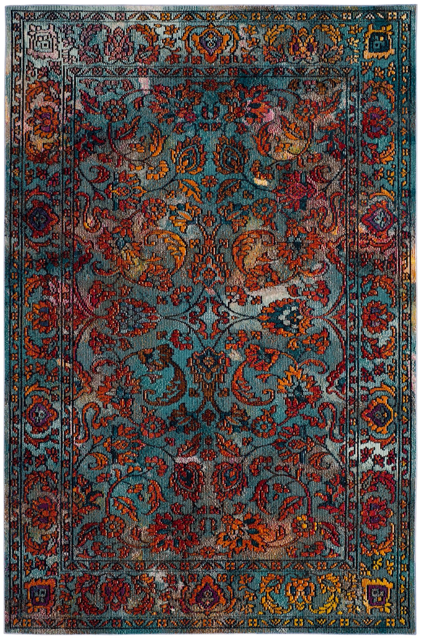 Crystal CRS515 Power Loomed Area Rug - Light Blue/Orange - 5'x8' - Safavieh.
