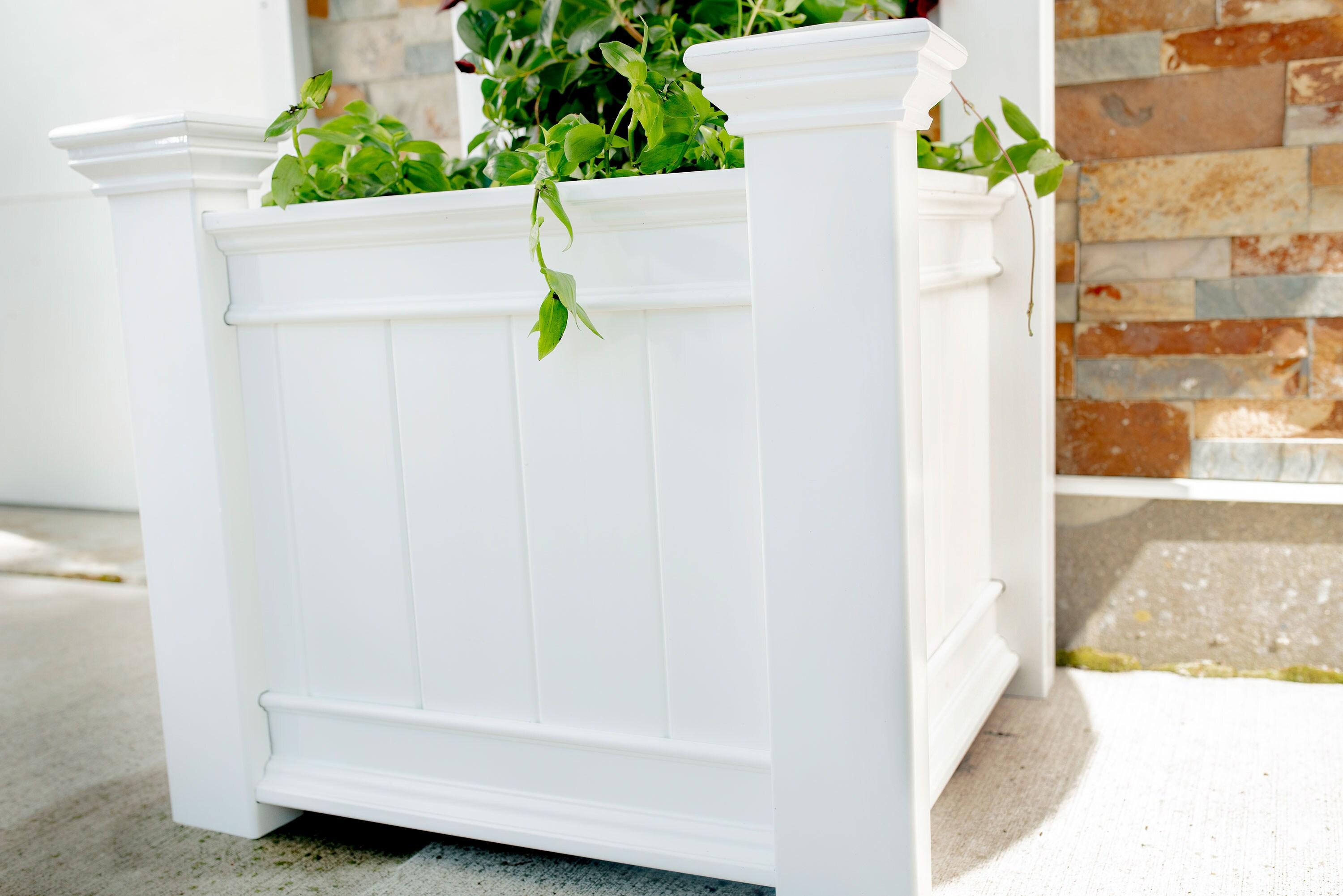 Classic White Vinyl Planter Box with Trellis, 65" Tall
