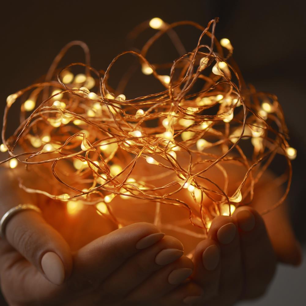 Outdoor Starry Solar String Lights- Solar Powered Warm White Fairy 100 LED Lights with 8 Lighting Modes for Patio, Backyard, Events by Nature Spring