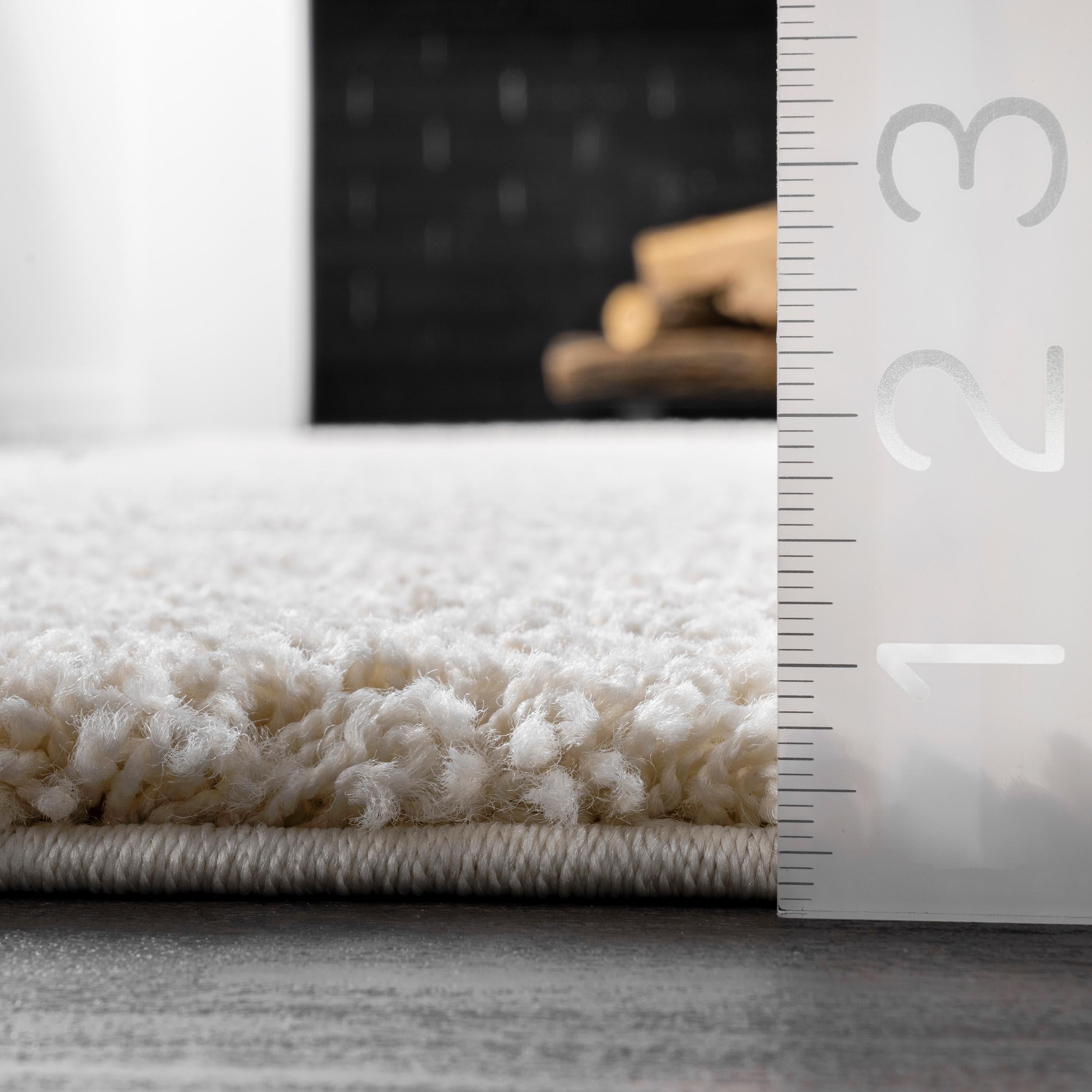 Nuloom Carolyn Abstract 6 Square Shag Indoor Area Rug for Living Room Bedroom Dining Room Nursery, Cream/Beige