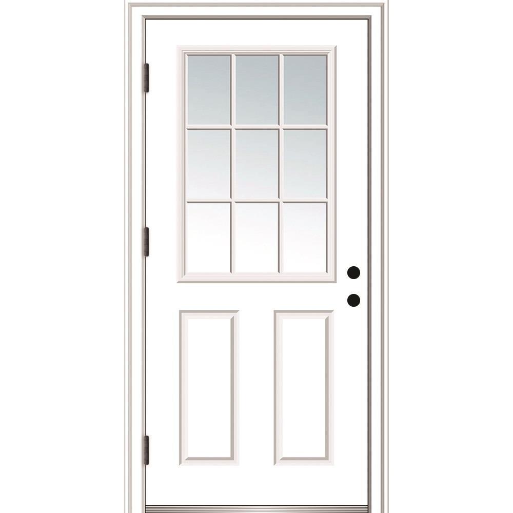 Clear Glass 80'' Paneled Fiberglass Front Entry Doors