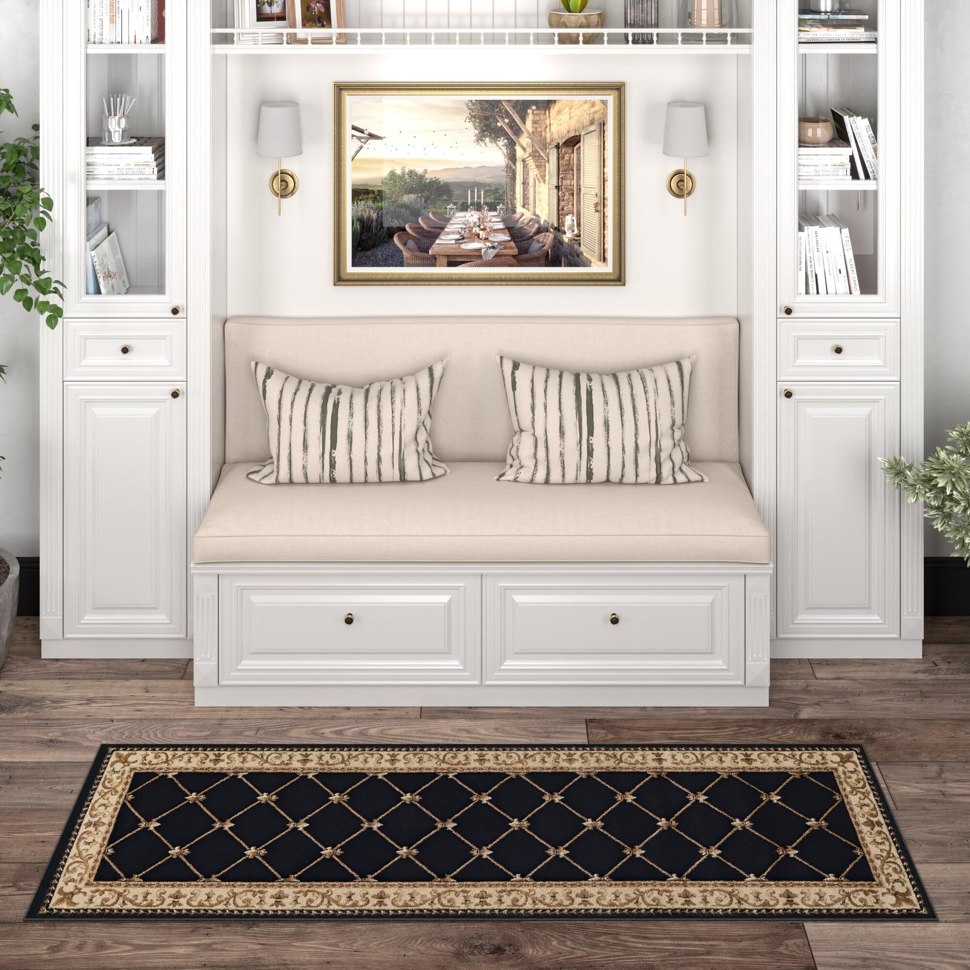 Tayse Sensation Area Rug SNS4883 Traditional Black Swirls Lines 2' 3" x 10' Rectangle