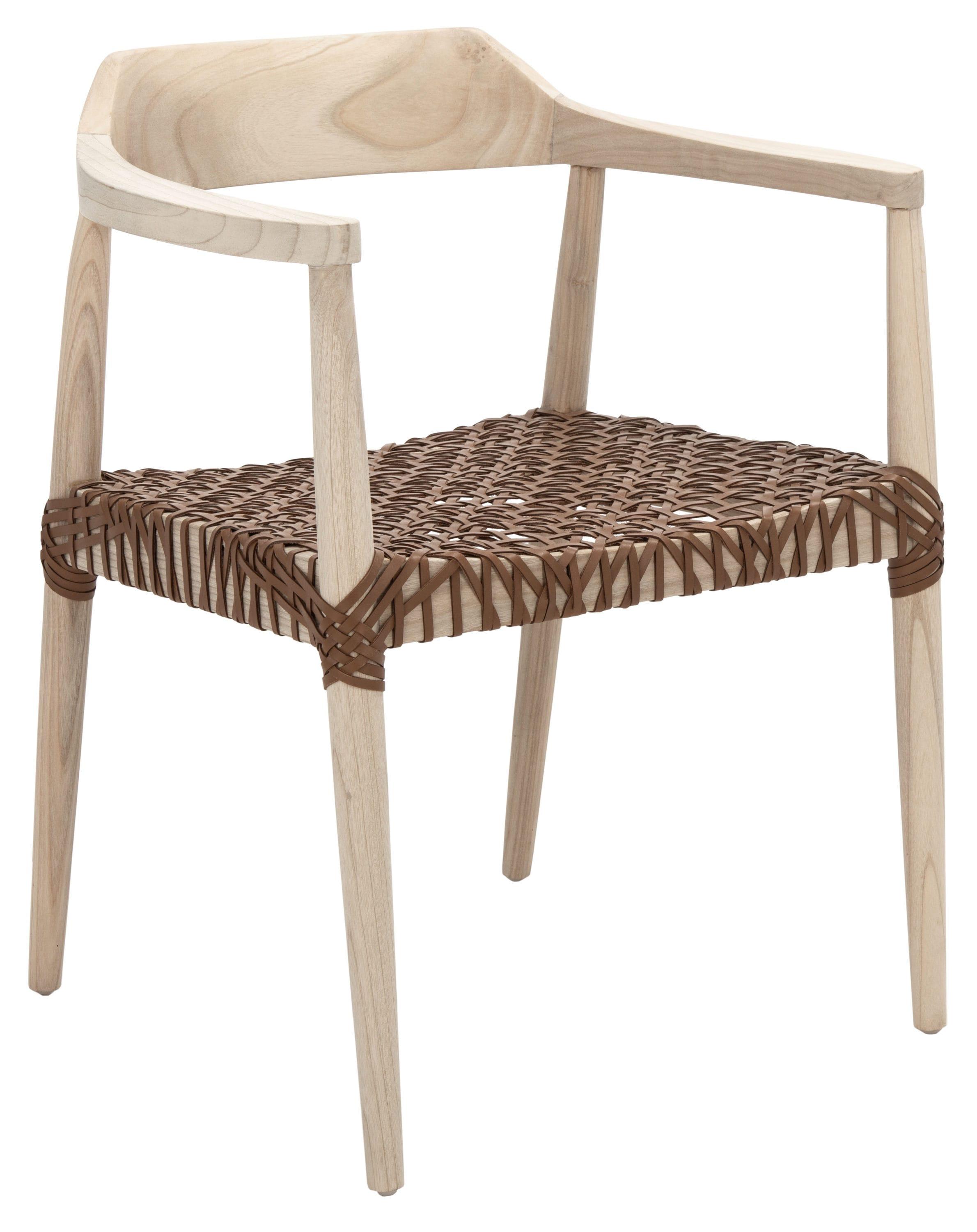 Munro Leather Woven Accent Chair - Natural/Light Honey - Safavieh