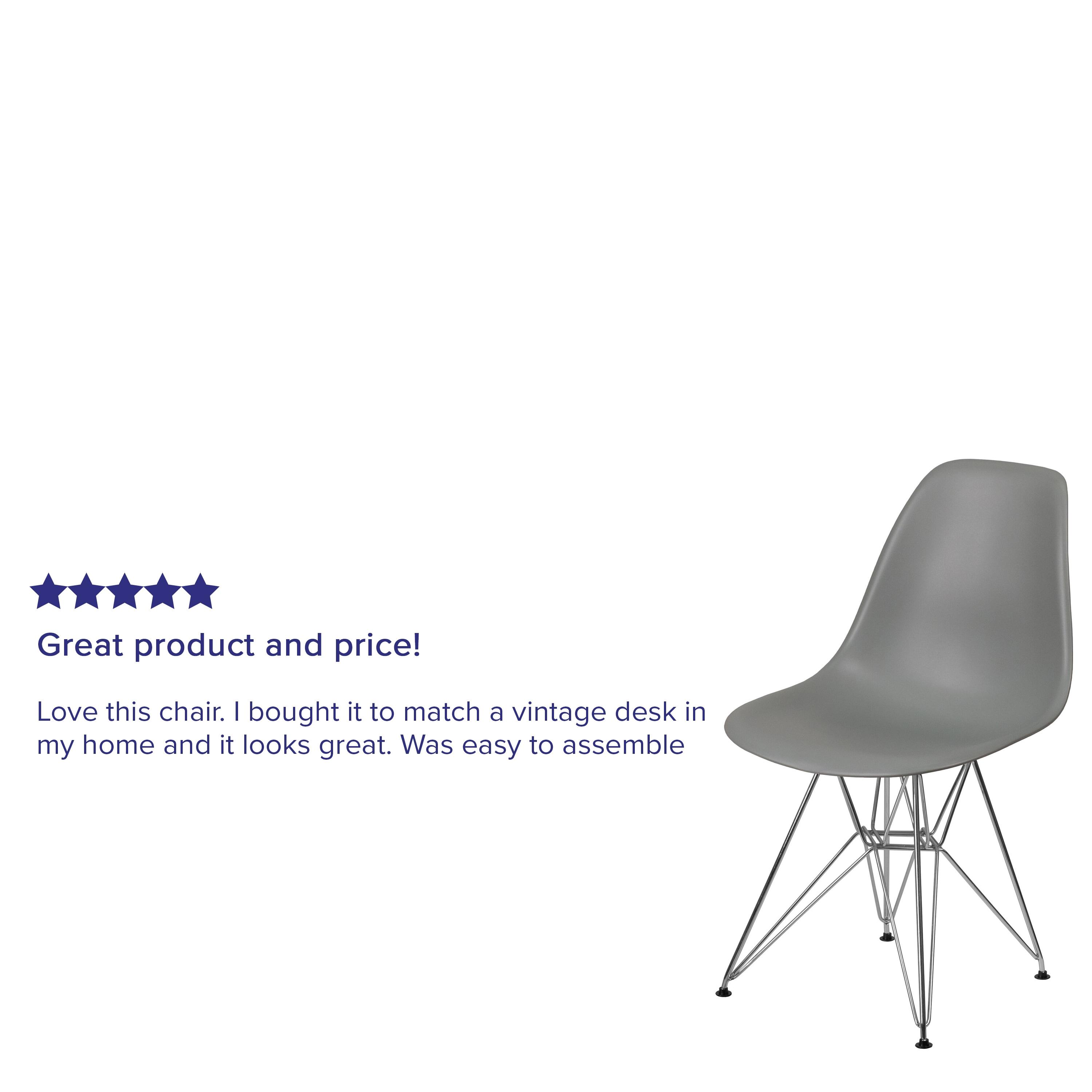 Flash Furniture Elon Series Moss Gray Plastic Chair with Chrome Base