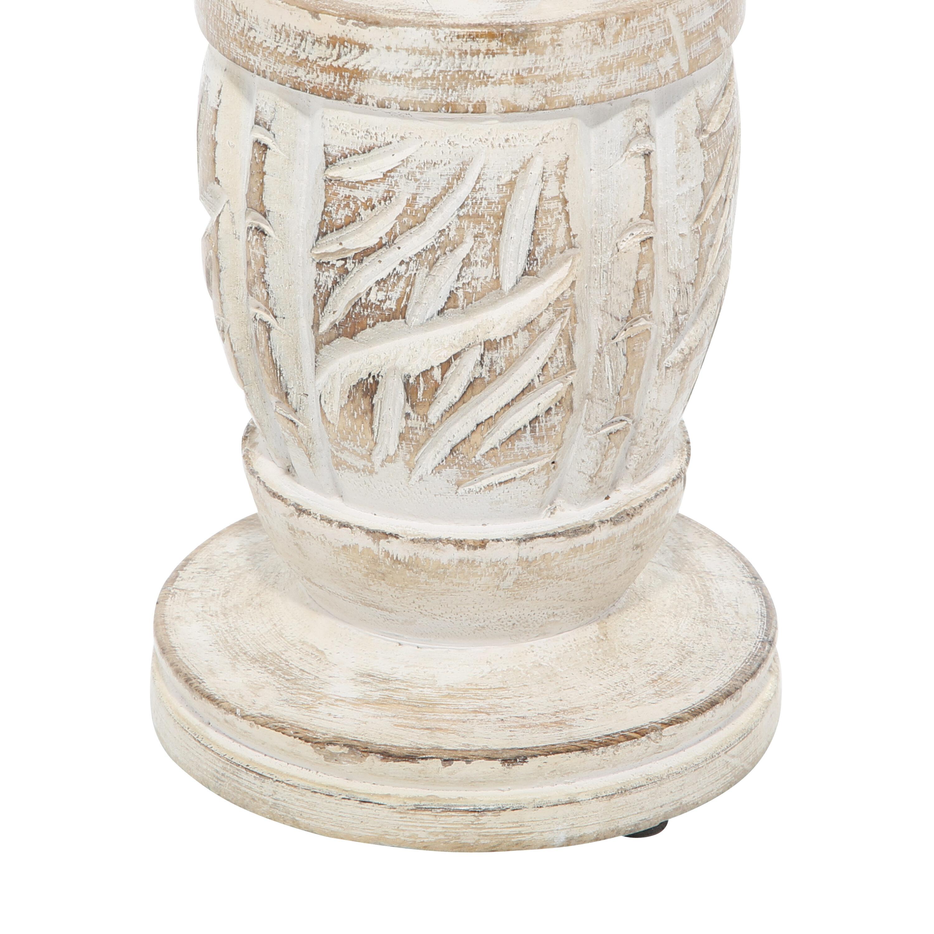 DecMode White Wash Wood Country Cottage Candle Holder Set of 3-Pieces, 6", 8",10"H