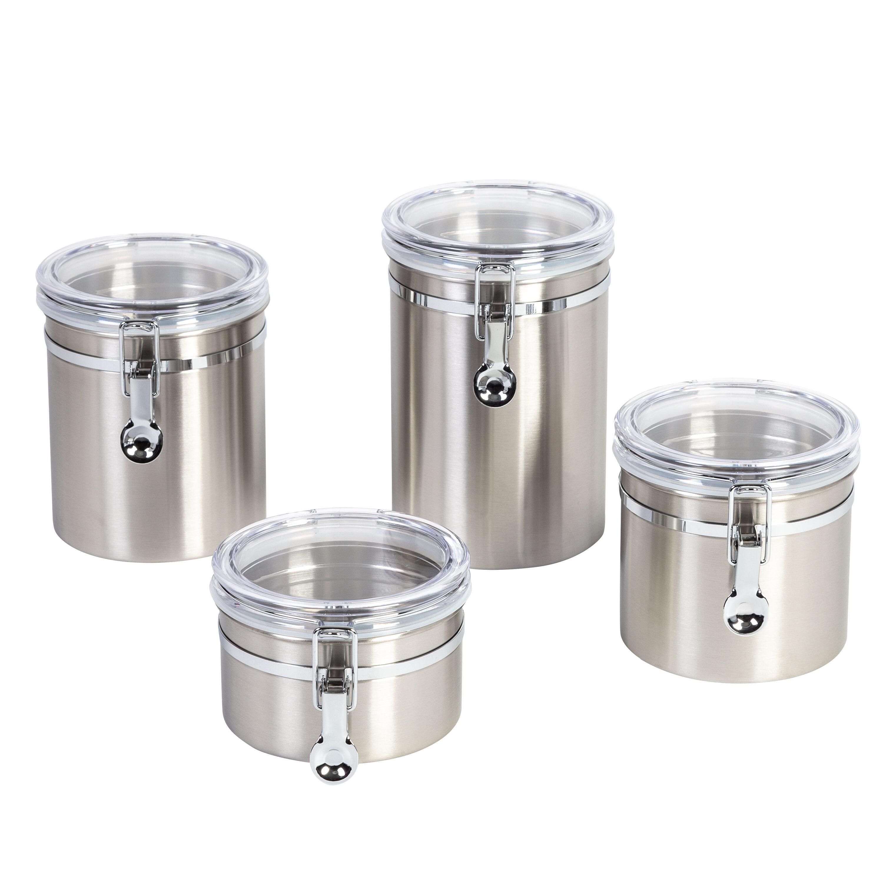 Stainless Steel and Clear Acrylic Food Jar Set with Clip Closure