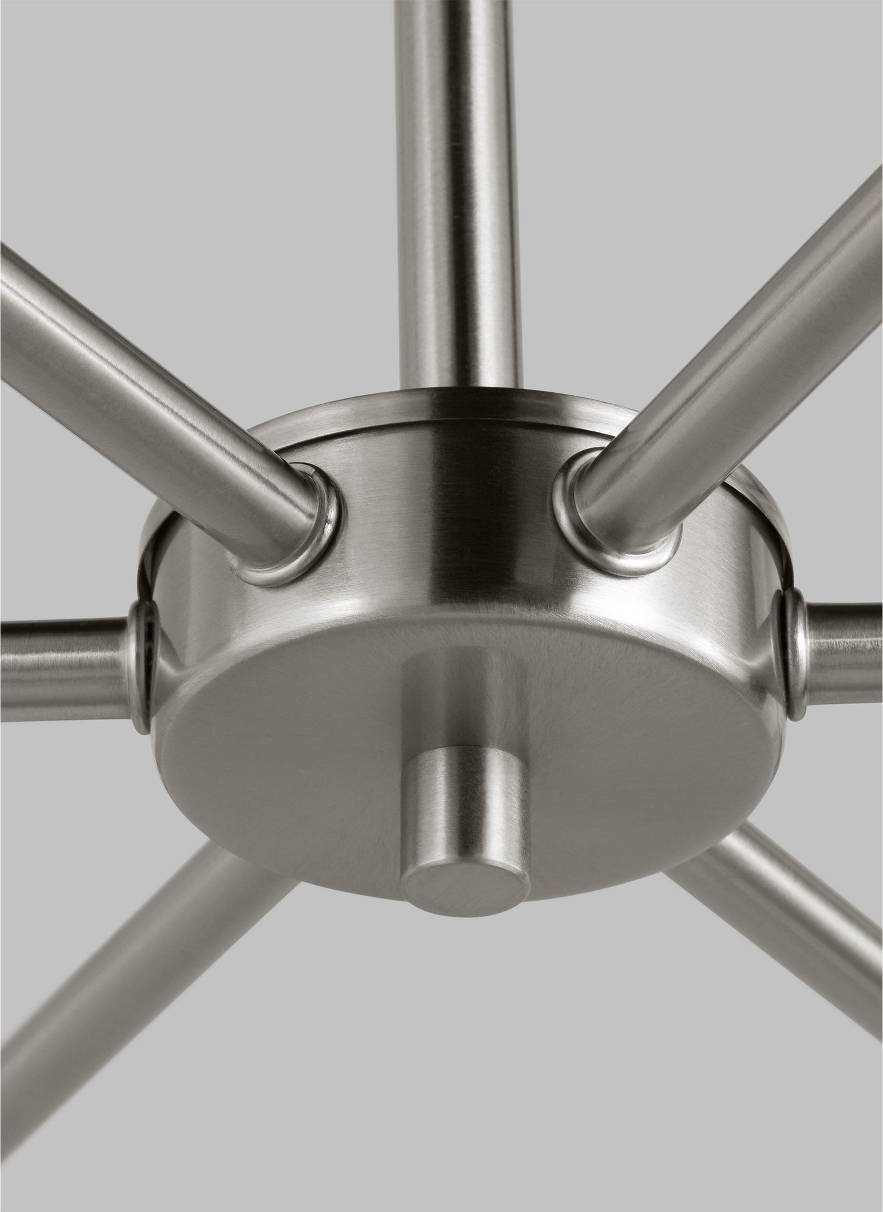Alvin Brushed Nickel Six-Light Chandelier with Milk Glass Shades