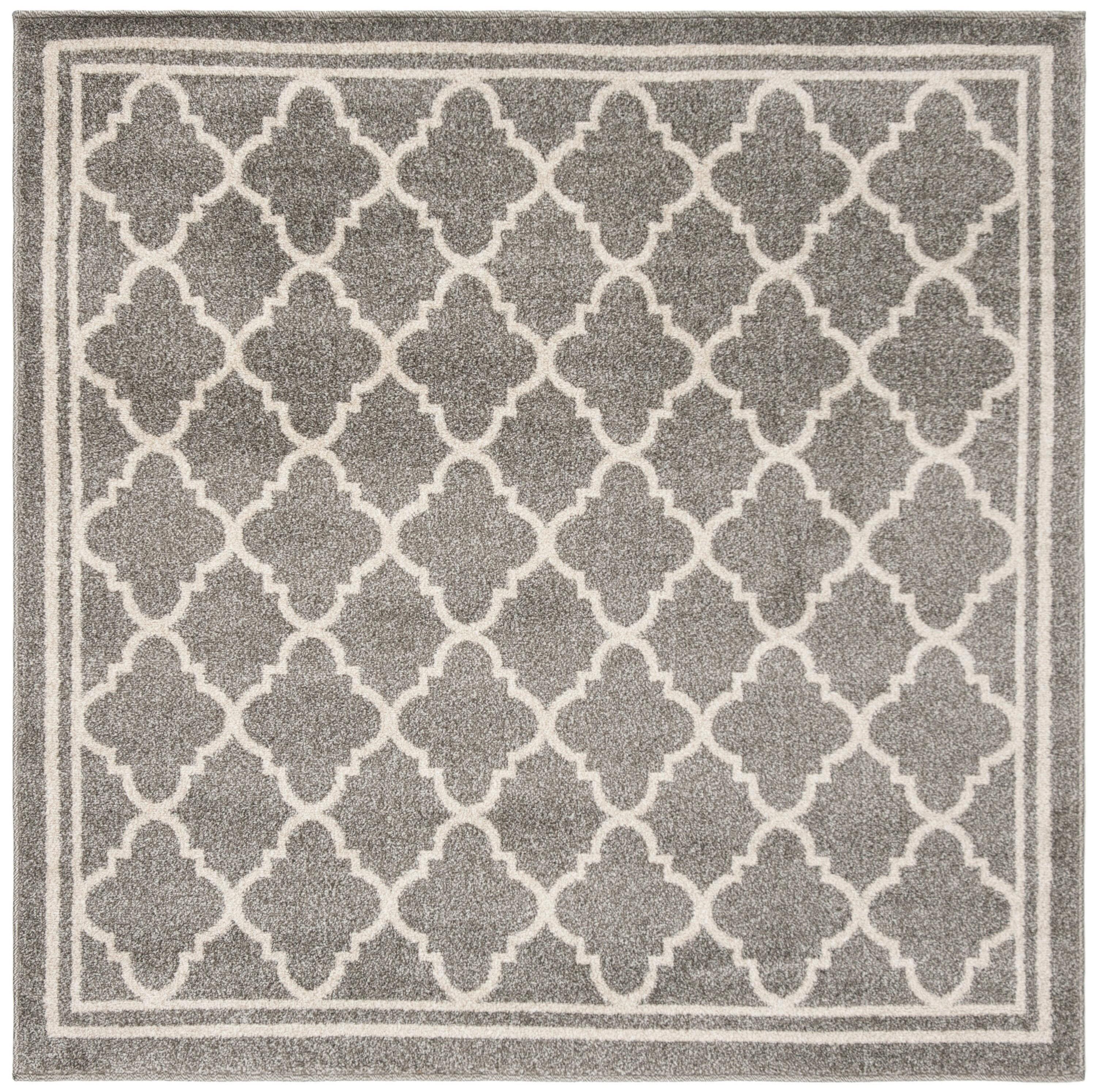 Amherst AMT422 Power Loomed Indoor Area Rug - Dark Grey/Beige - 5'x5' - Safavieh