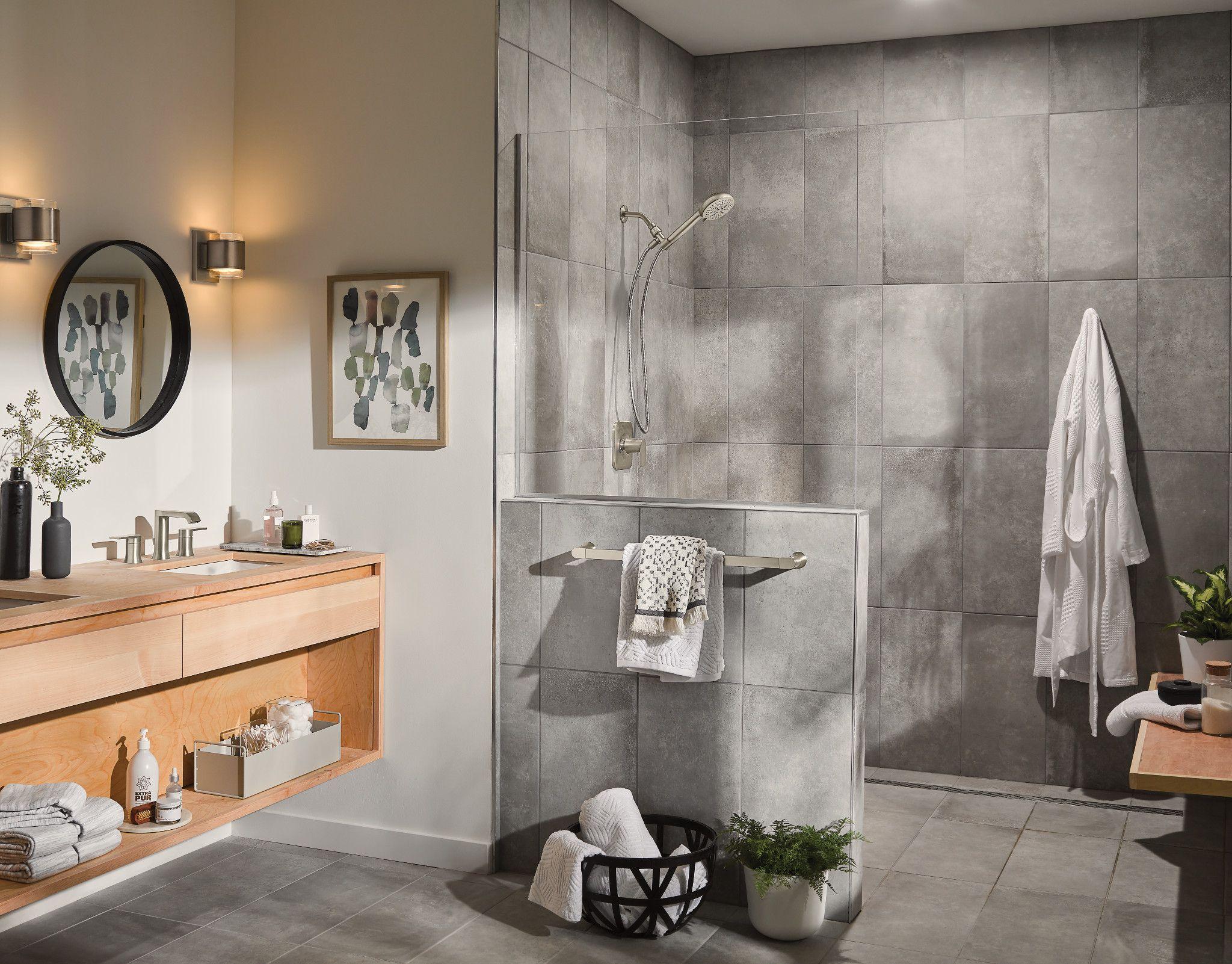 Moen Hydro Energetix Spot Resist Brushed Nickel Detachable 7-Function Handheld Shower Head, 200H0SRN