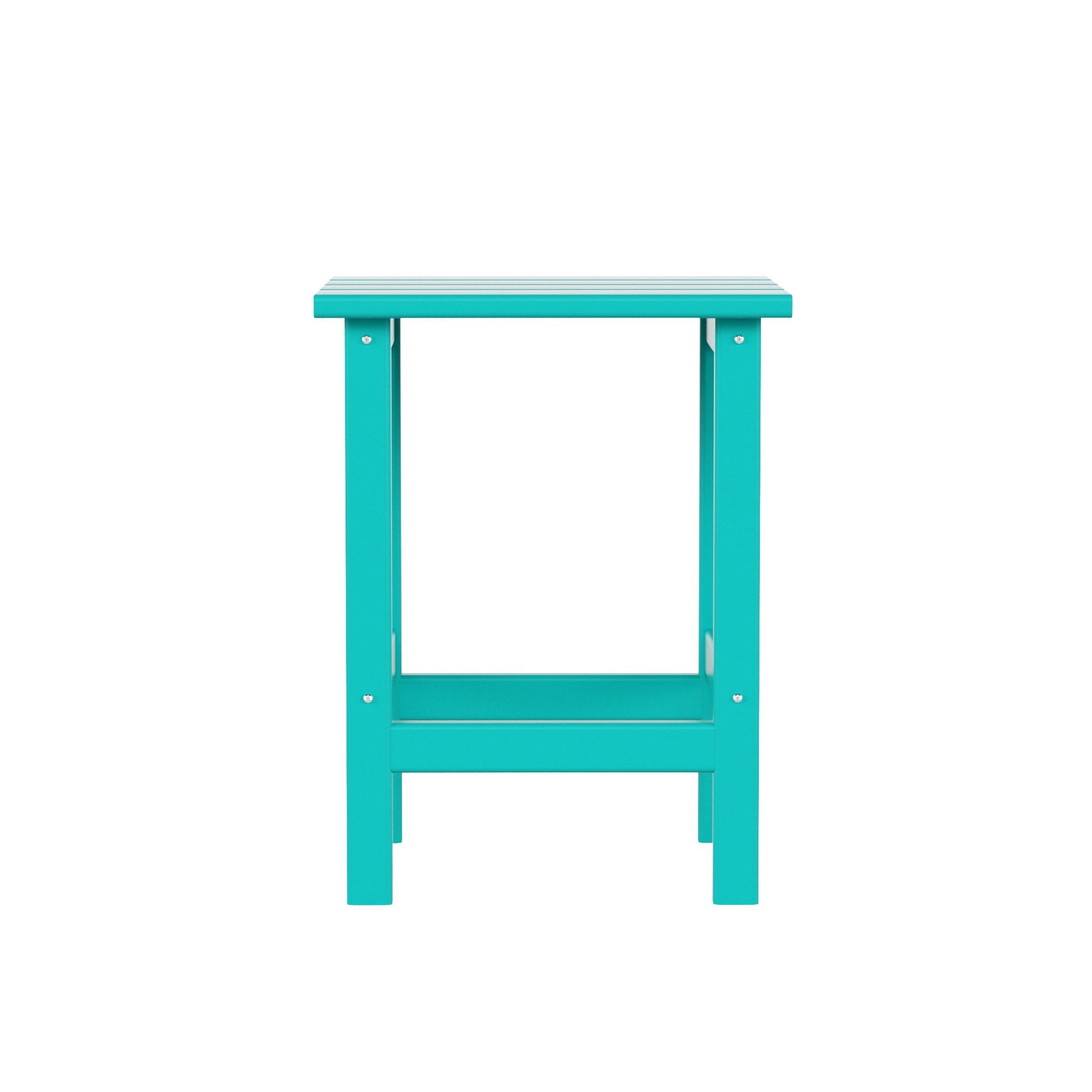 Polytrends  Laguna Hdpe All Weather Outdoor Patio Square Side Table Turquoise