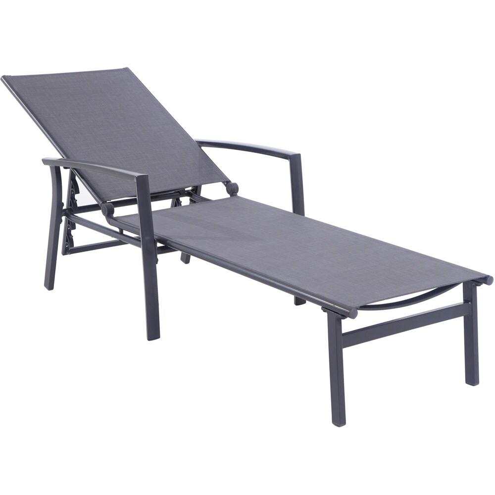 Hanover Naples Outdoor Folding Chaise Lounge Chair with Adjustable Backrest | Patio and Poolside Lounging Chair | UV and Weather-Resistant Sling Fabric | NAPLESCHS-GRY