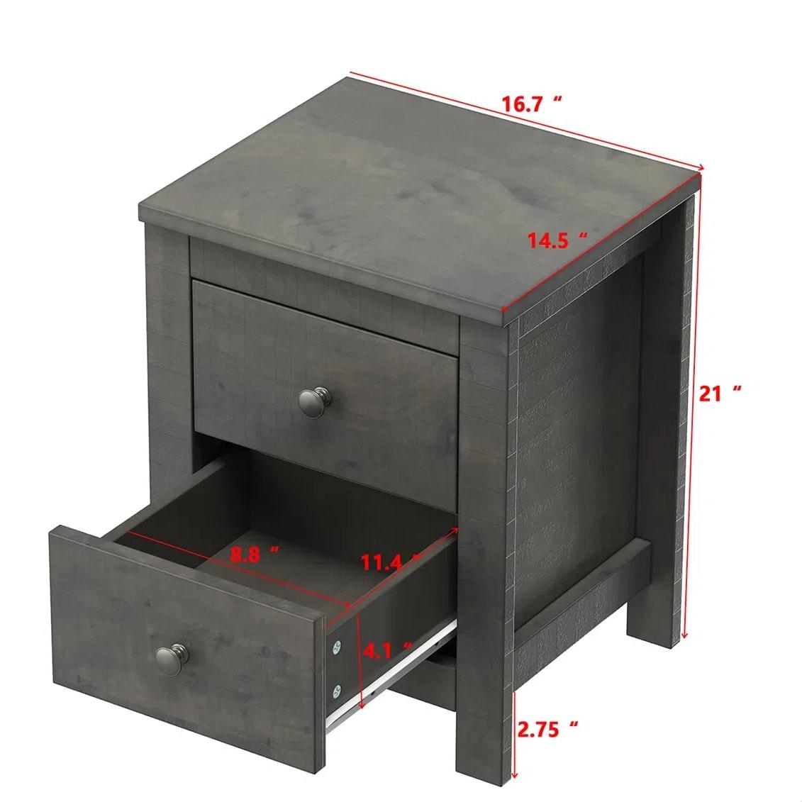 Decopom Farmhouse Wooden Nightstand Set of 2