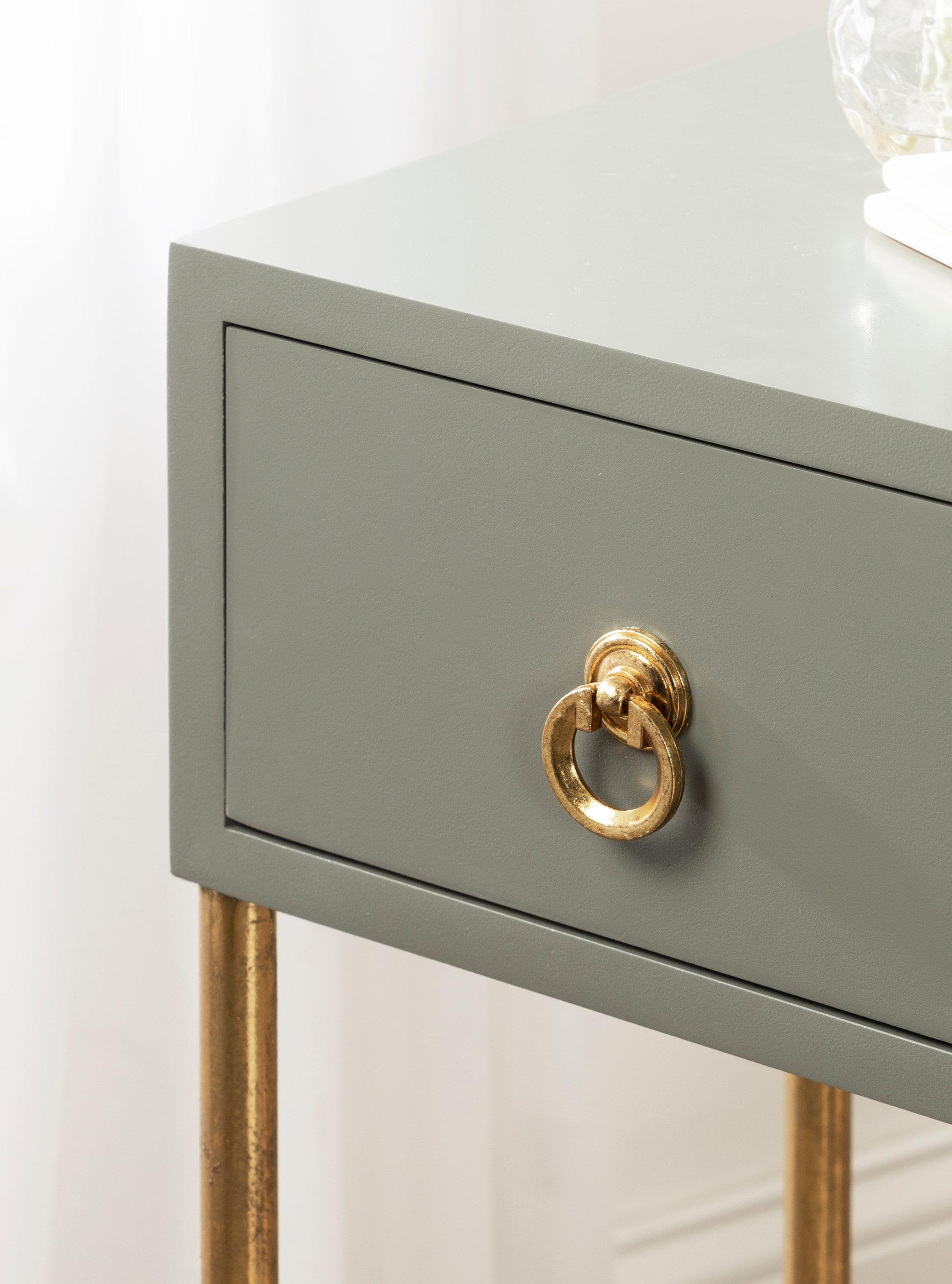 Kate and Laurel Decklyn Square MDF Tea Table, 12x12x30, Gold and Gray