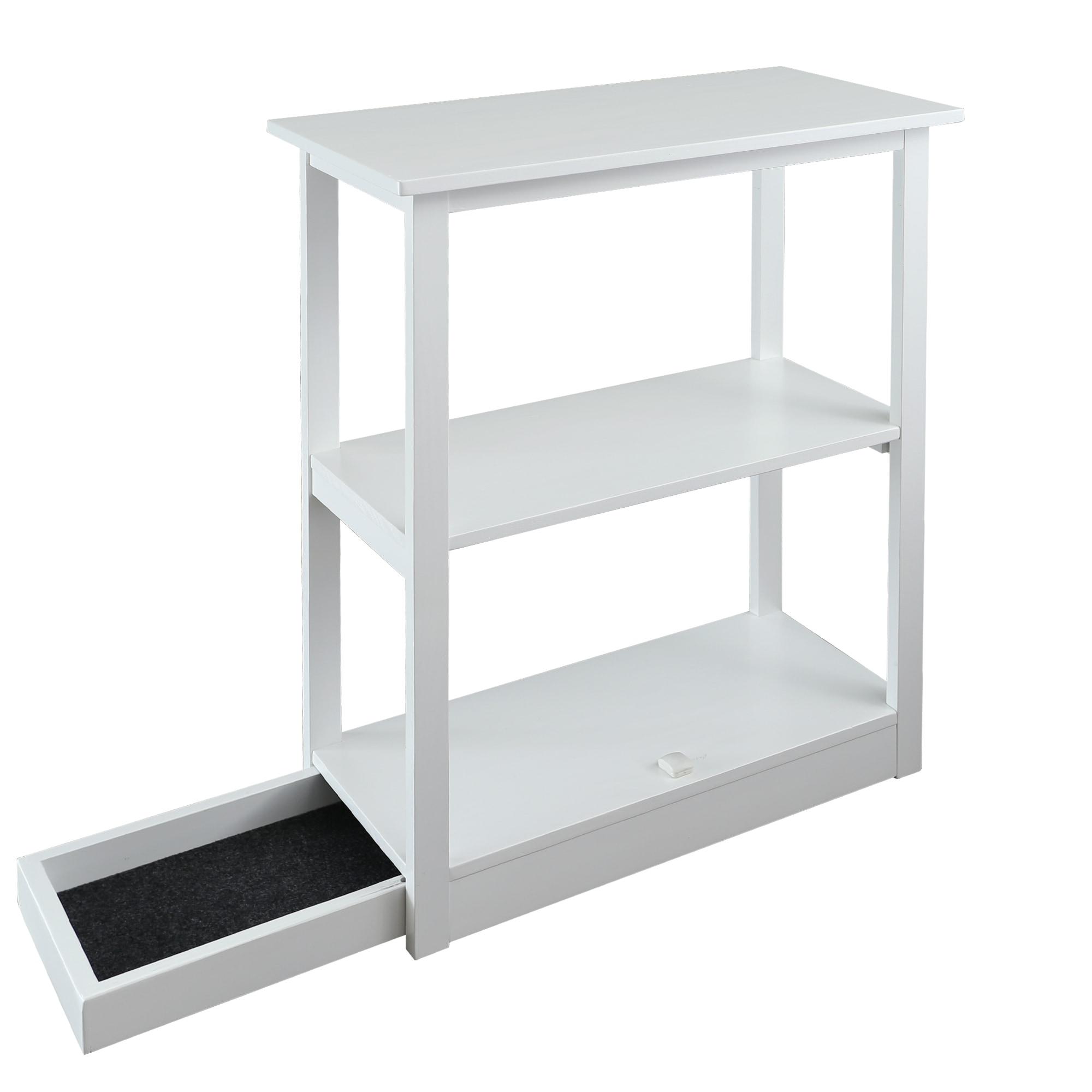 Casual Home  Adams 3-Shelf Bookcase with Concealed Sliding Track, Concealment Furniture - White