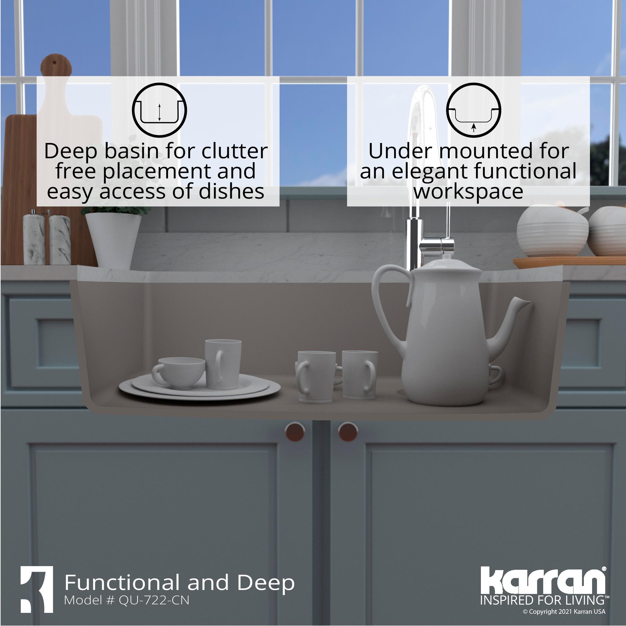 Karran Karran Quartz Composite 33-1/2'' X 21'' Single Bowl Undermount Kitchen Sink Kit QU-722-BR-PK1