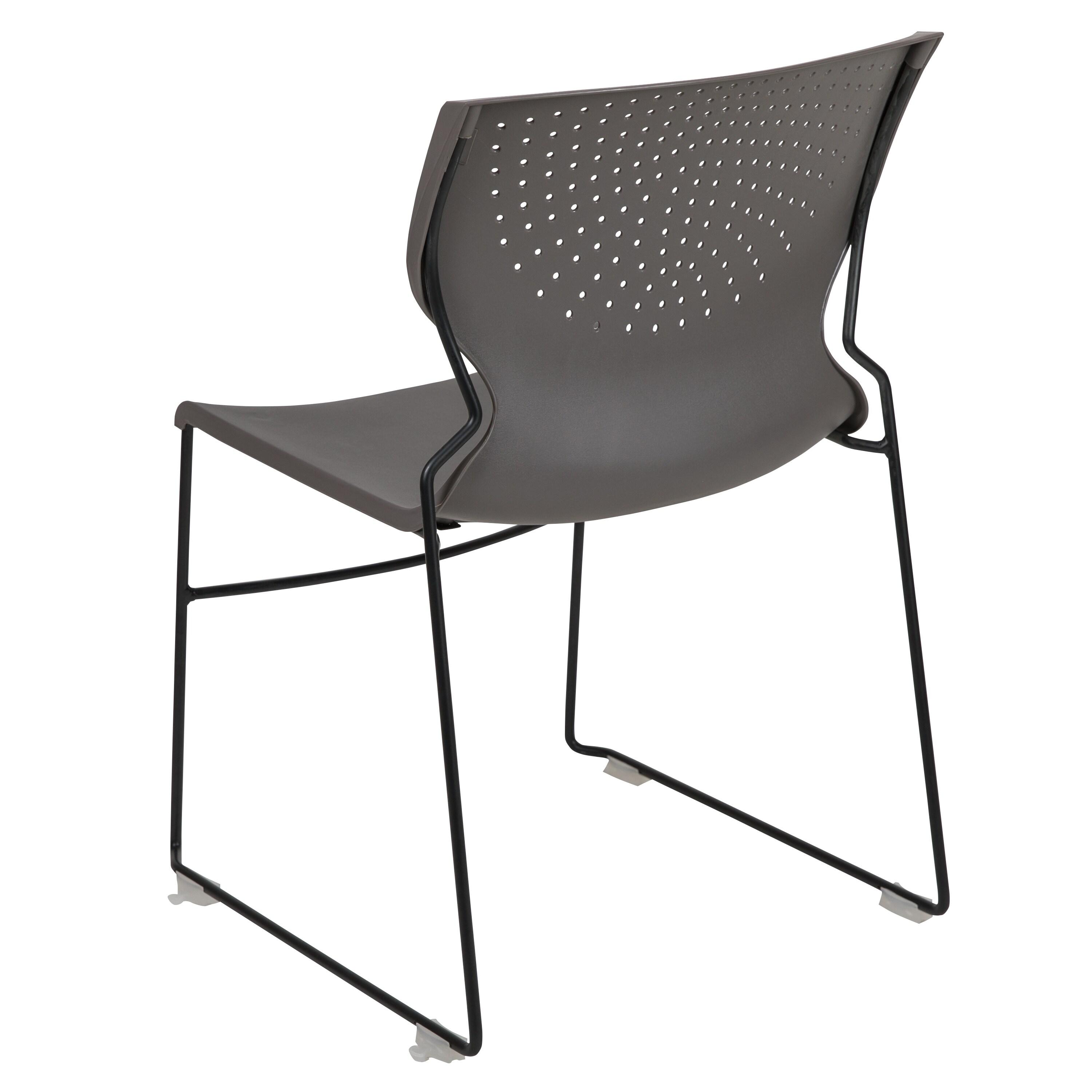 Flash Furniture HERCULES Series 5 Pack 661 lb. Capacity Gray Full Back Stack Chair with Black Powder Coated Frame