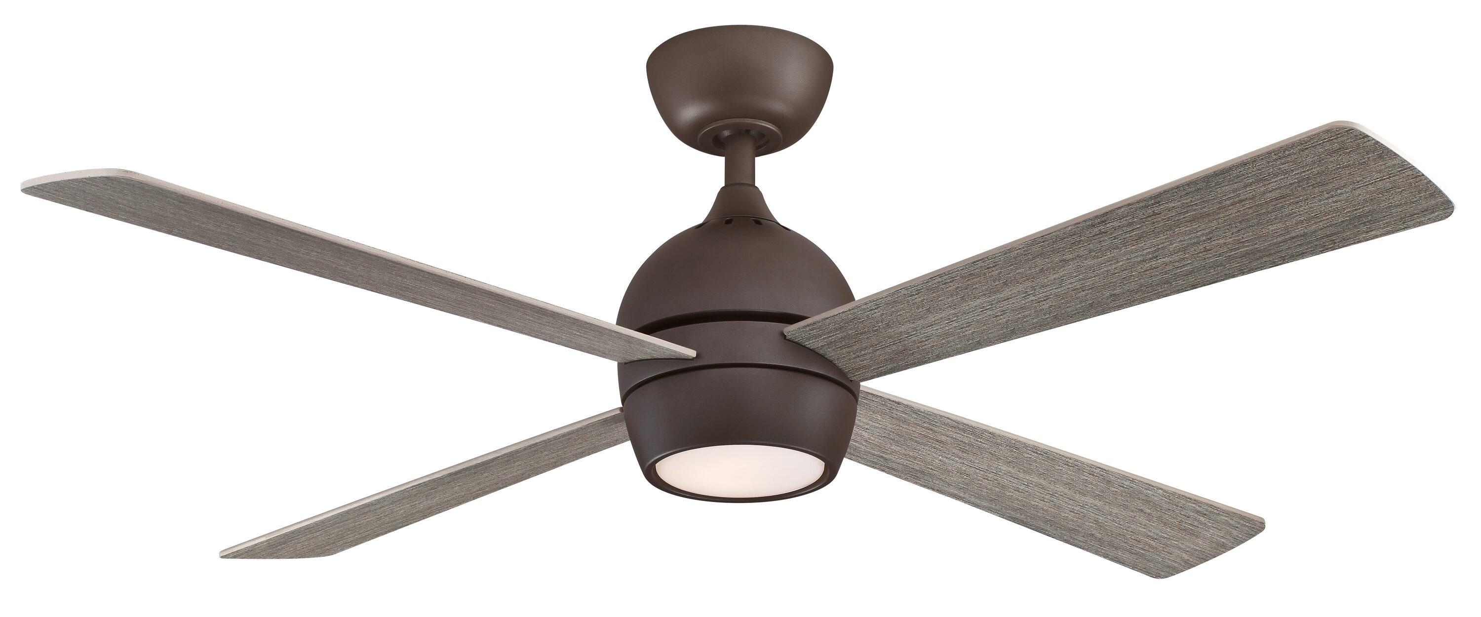 Fanimation Kwad 52 Matte Greige Ceiling Fan with Reversible Blades & LED Light Kit
