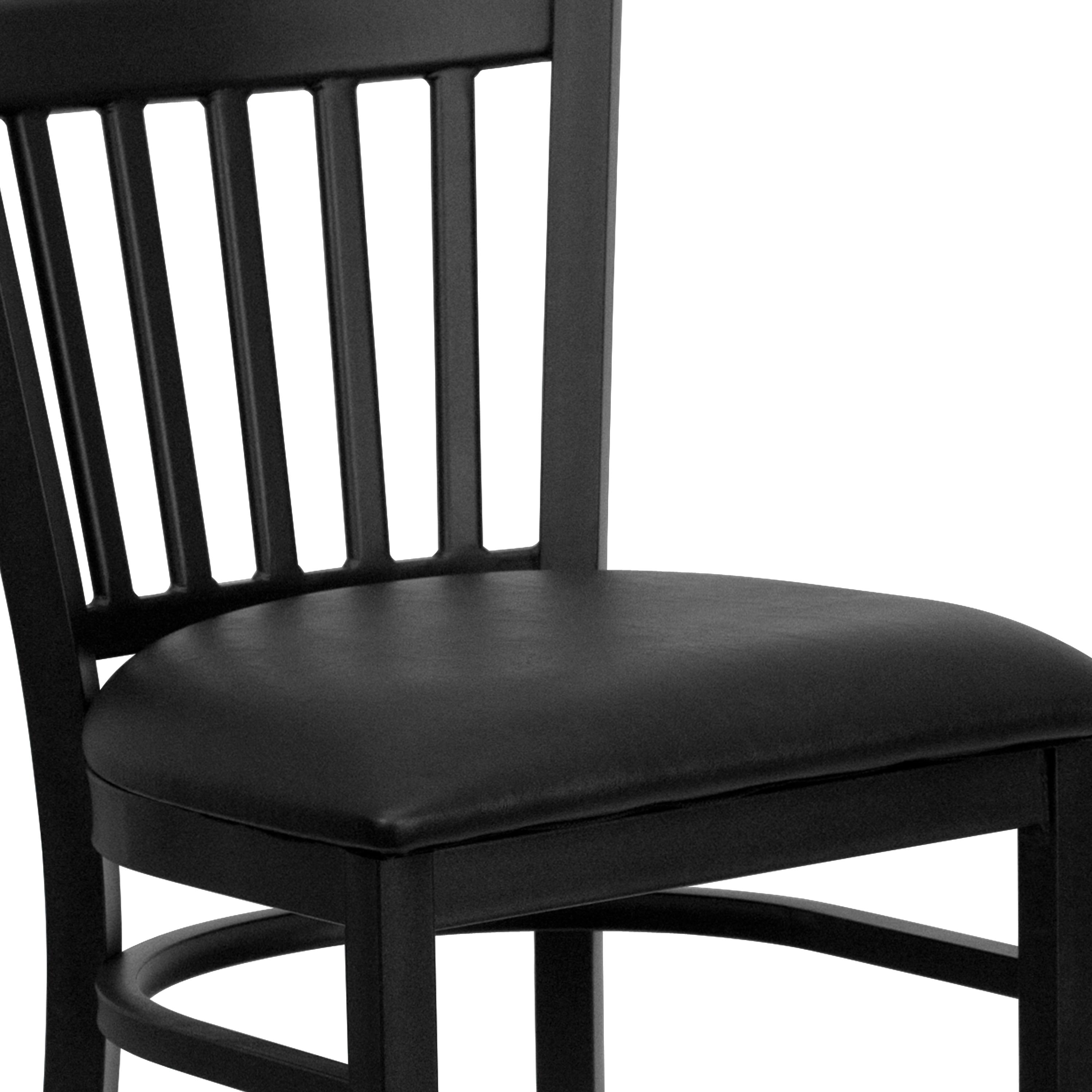 Flash Furniture HERCULES Series Black Vertical Back Metal Restaurant Barstool - Black Vinyl Seat