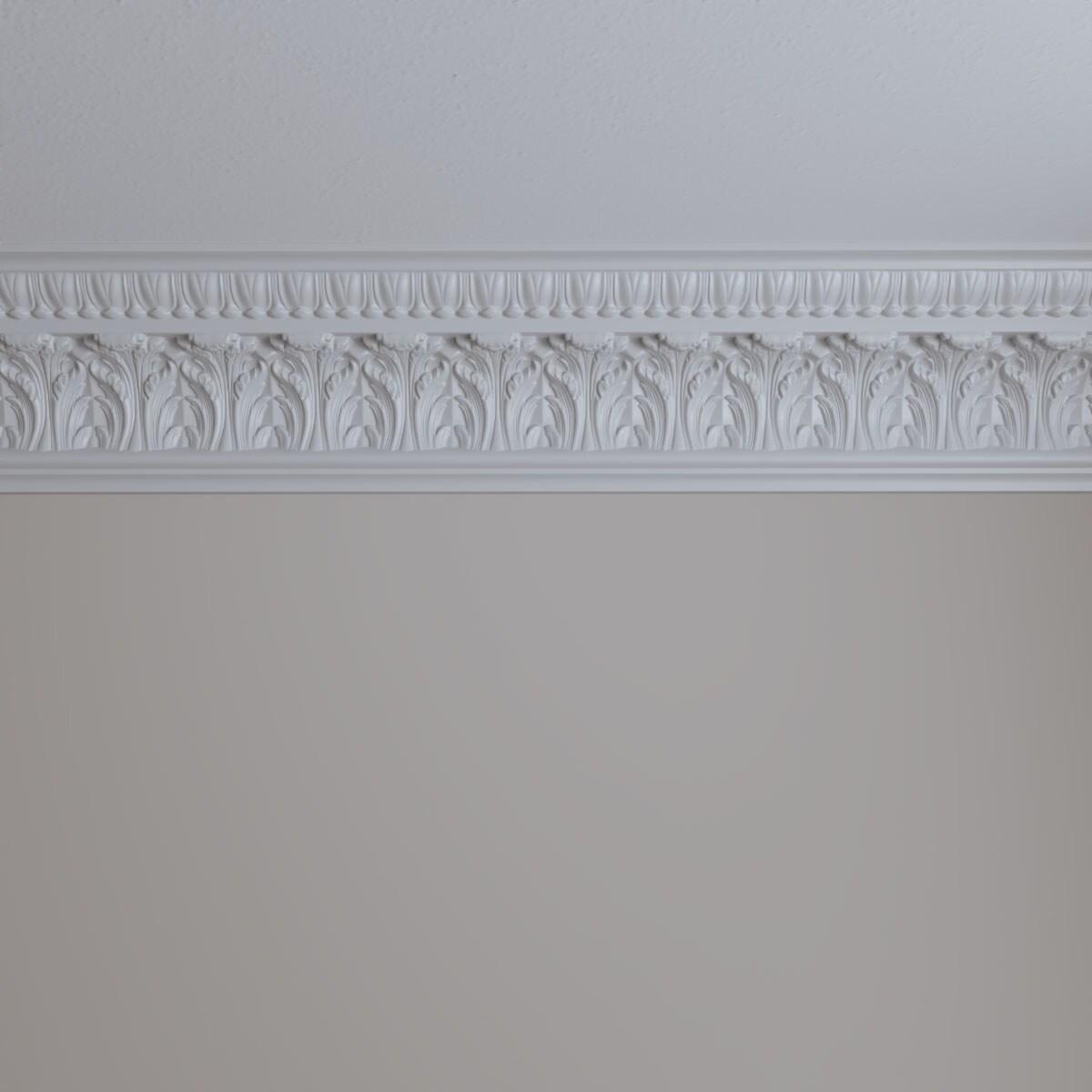 Ekena Millwork 7 3/4"H x 5 1/2"P x 9 1/2"F x 94 1/2"L Odessa Leaf Dentil Crown Moulding