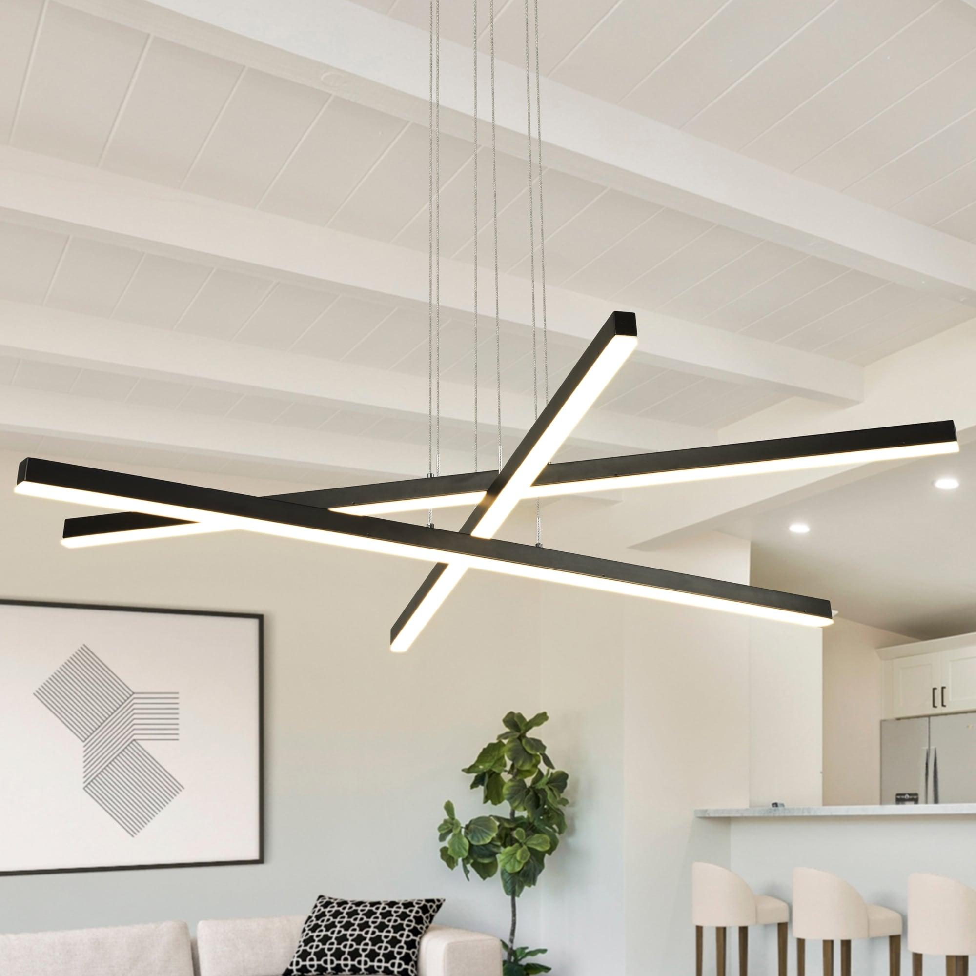 Sirius 39.25 in 3-Light Plank LED Chandelier Light Height Adjustable ETL Certified Linear Pendant