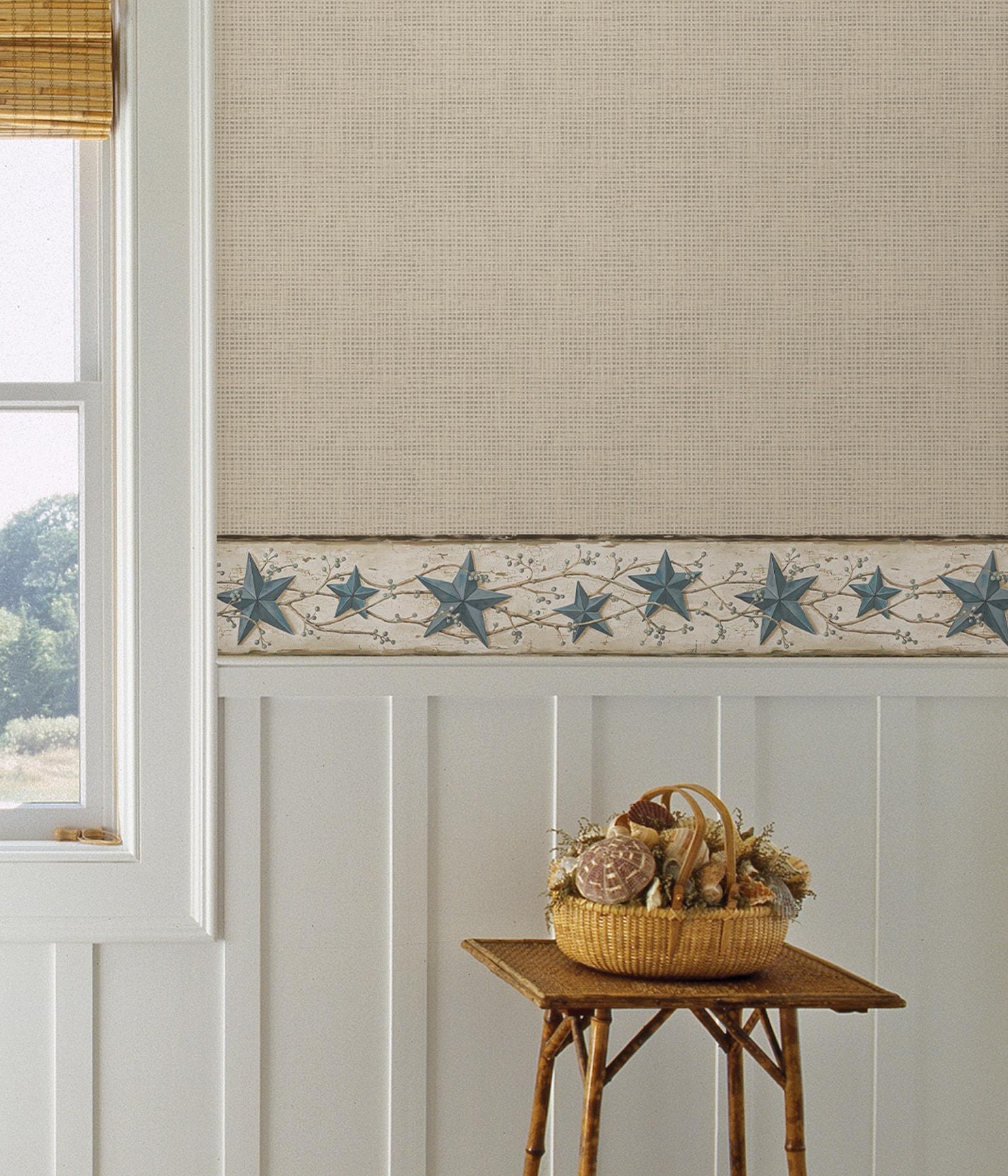 878788 Heritage Tin Star Wallpaper Border Blue CTR65366b