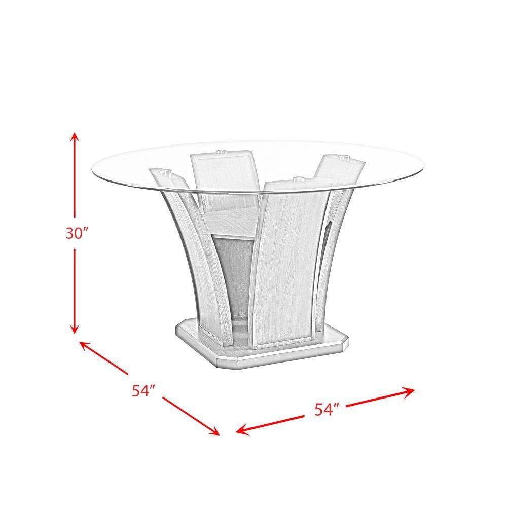 5pc Simms Round Standard Height Dining Set and 4 Chairs Walnut - Picket House Furnishings: Glass Top, Cream Upholstery