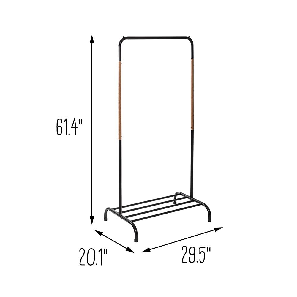 Honey-Can-Do Single Garment Rack Black: Powder-Coated Steel Closet Hanging Rack, Fixed Rod, 30 lb Capacity