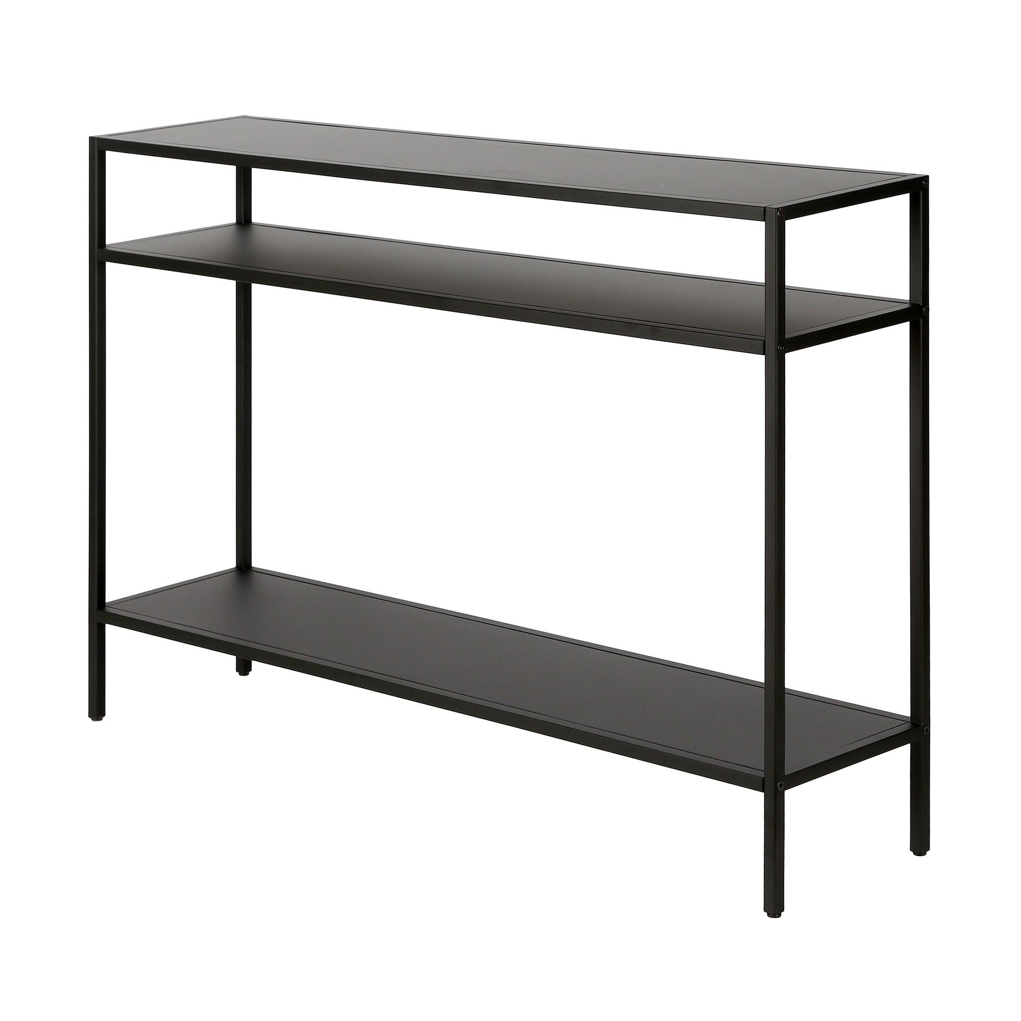 Evelyn&Zoe Ricardo 42" Wide Rectangular Console Table with Metal Shelves, Blackened Bronze