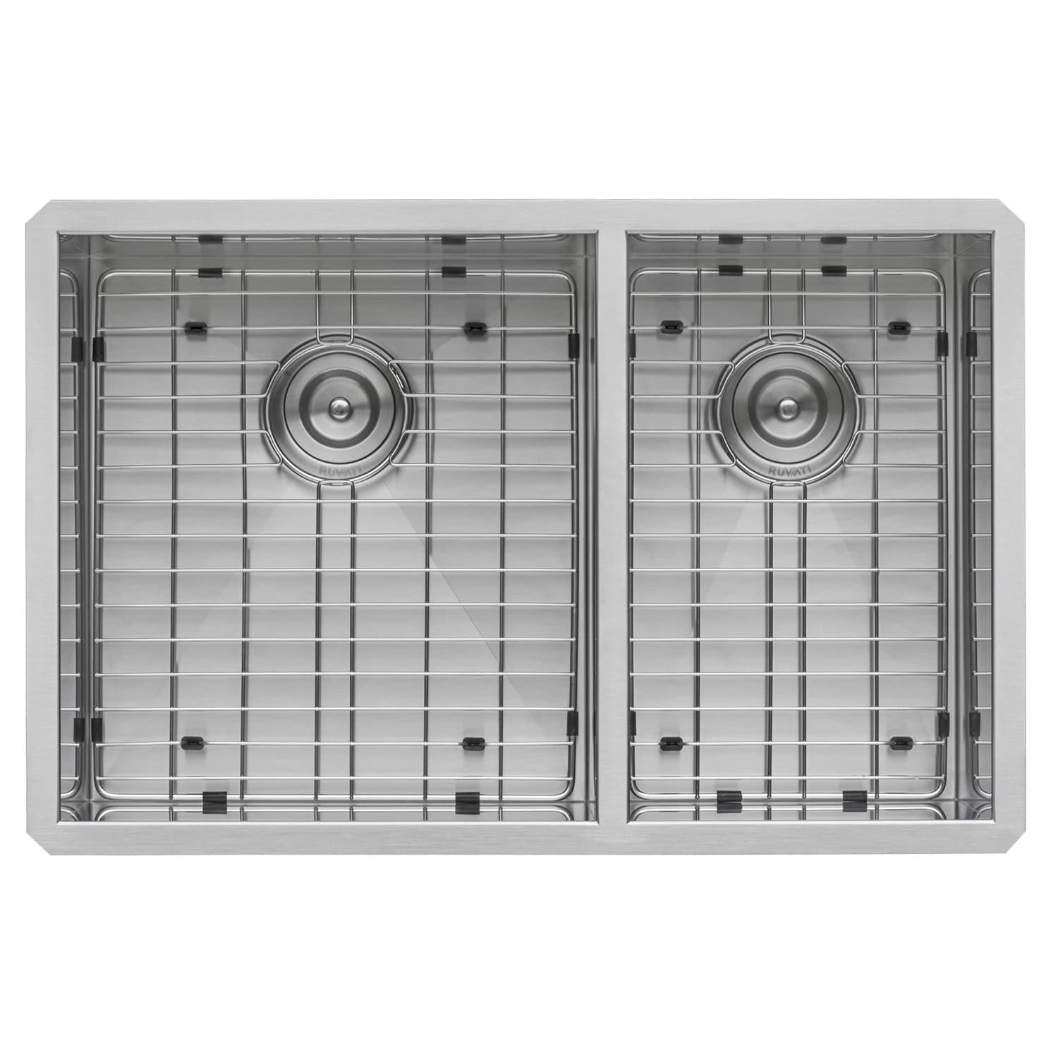 Ruvati 30-inch Undermount 50/50 Double Bowl Zero Radius 16 Gauge Stainless Steel Kitchen Sink