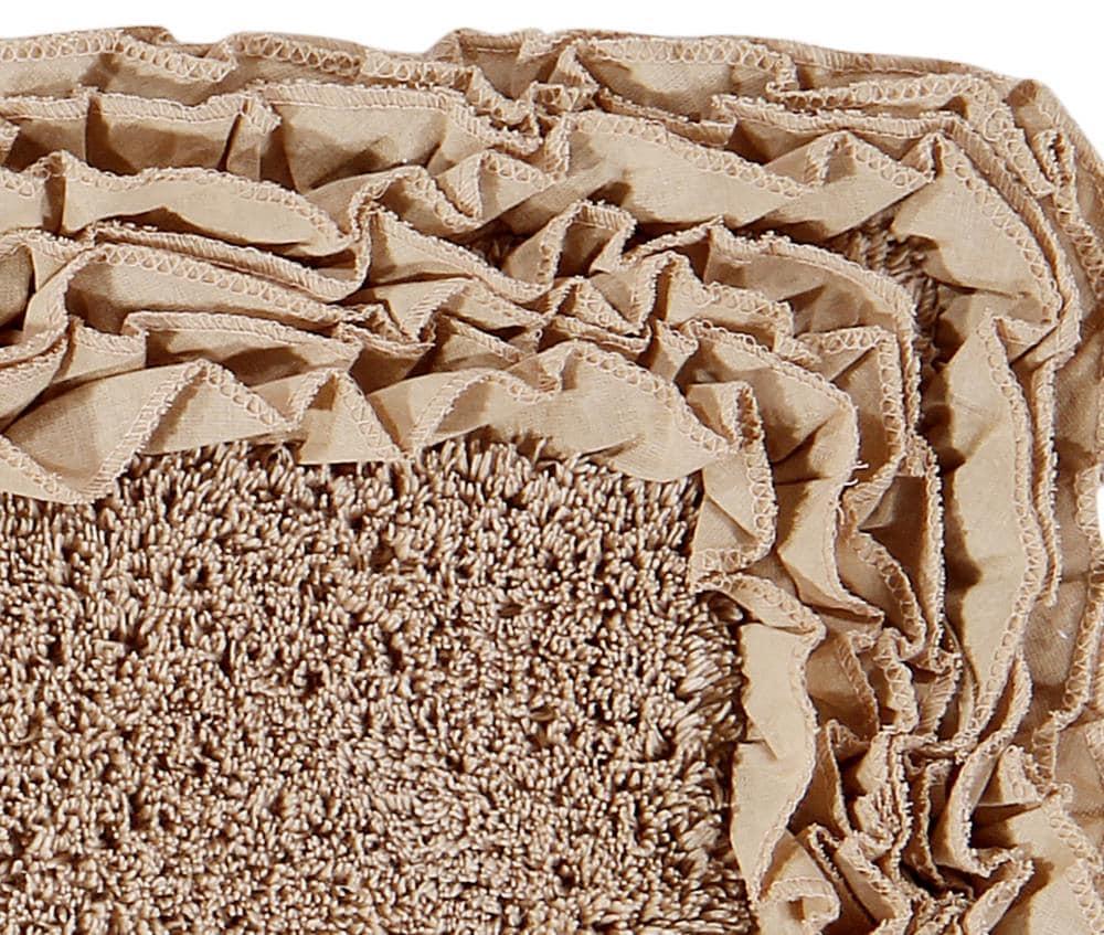 Better Trends Shaggy Boader 100% Cotton Tufted Non- Slip Backing Bath Rug 20" x 60" Runner - Beige