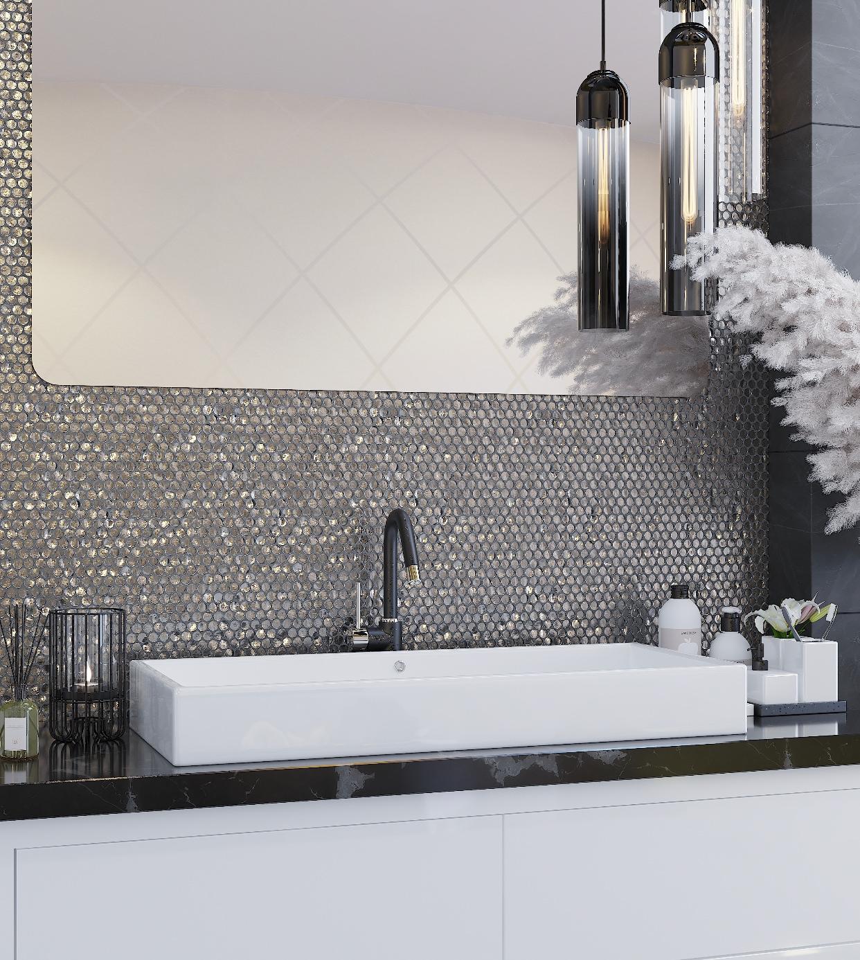 Glass Penny Round Mosaic Tile - 12.2" X 12.2" Sheet For Kitchen, Bathroom Or Wall Panel (10-Pack)