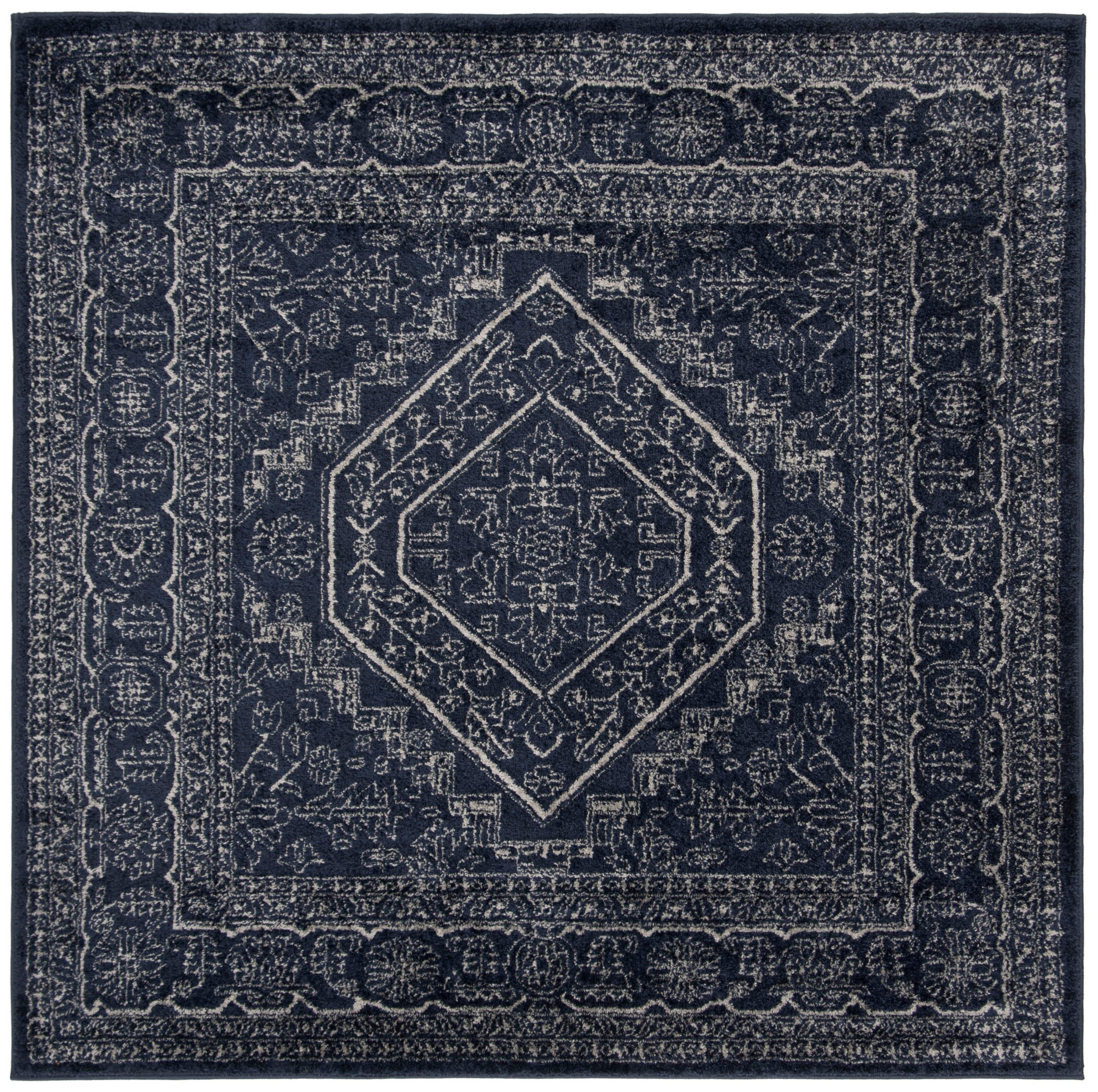 Adirondack ADR108 Power Loomed Area Rug - Navy/Ivory - 6'x6' - Safavieh.
