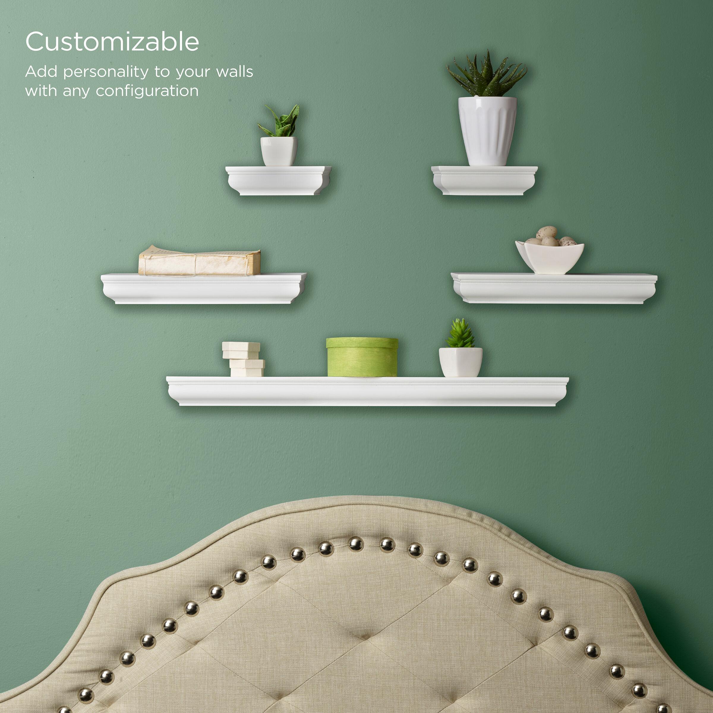 Melannco Melannco 5 Pieces Floating Molding Shelves for Bedroom, Living Room, Bathroom, Kitchen, Nursery (Set of 5)