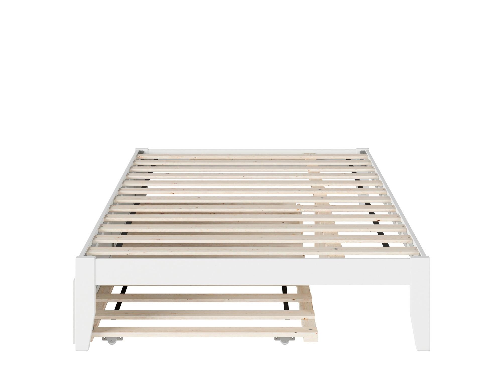 AFI Full Colorado Bed with USB Turbo Charger and Trundle White: Mid-Century Modern, No Box Spring Needed, Wood Frame