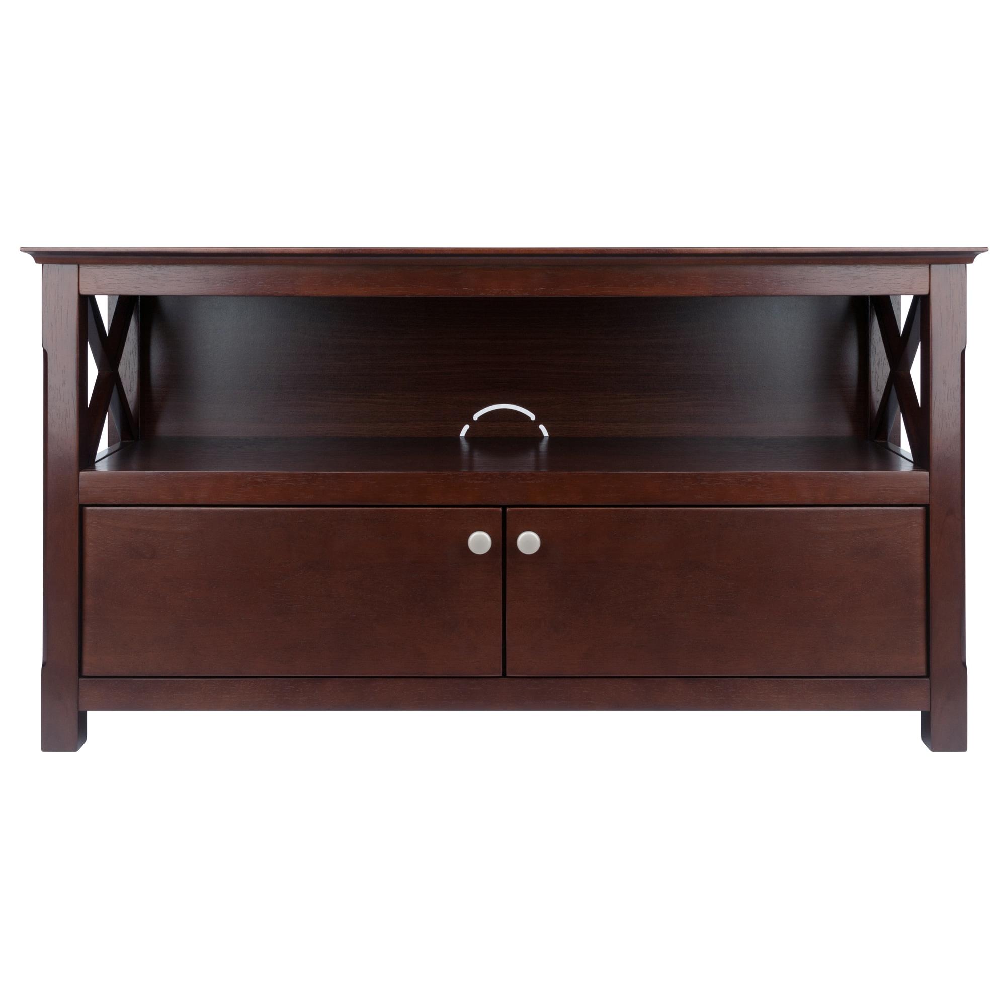 Xola TV Stand for TVs up to 40" Dark Brown - Winsome: Beveled Edges, Chrome-Finish Pulls, Media Shelf