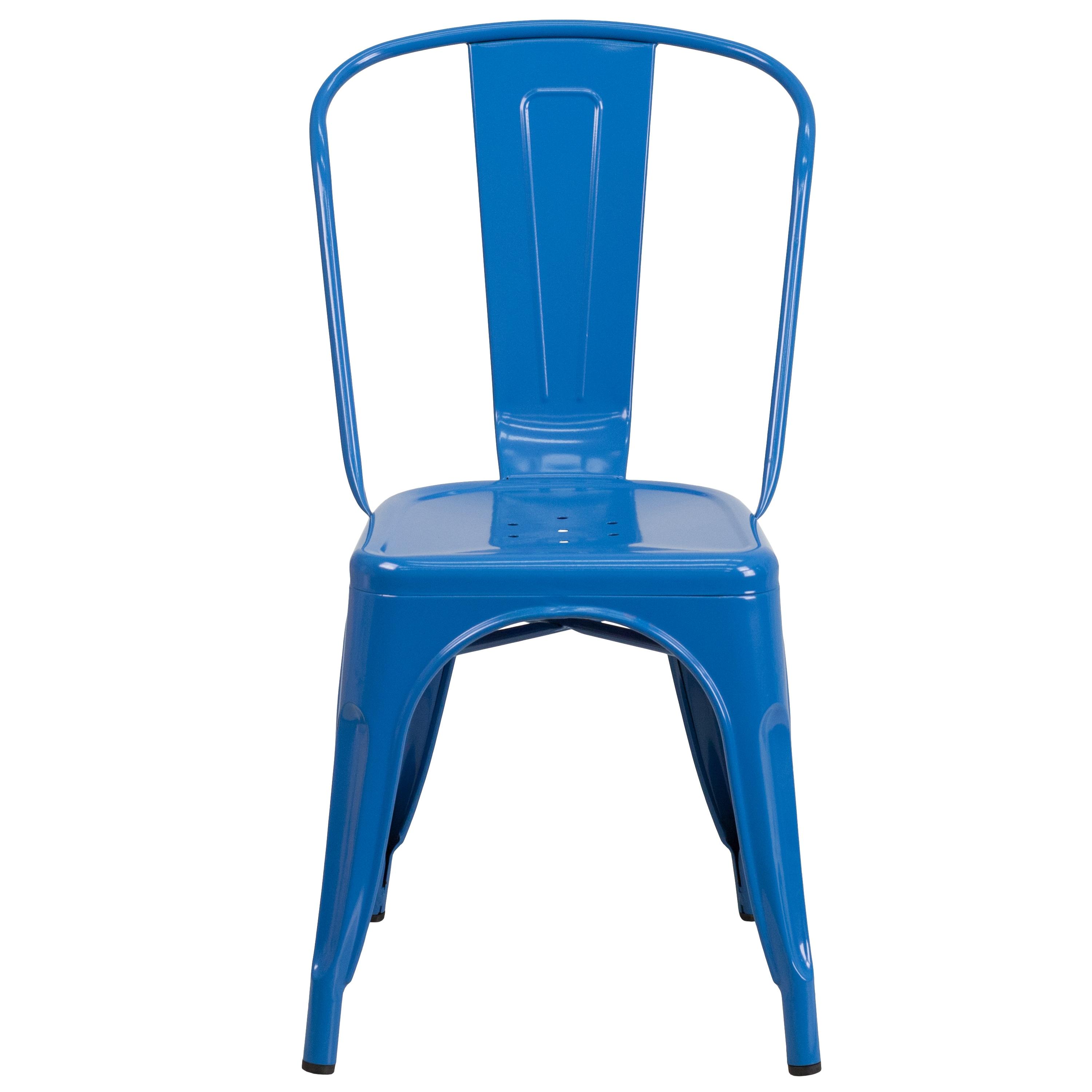 Flash Furniture Commercial Grade Blue Metal Indoor-Outdoor Stackable Chair