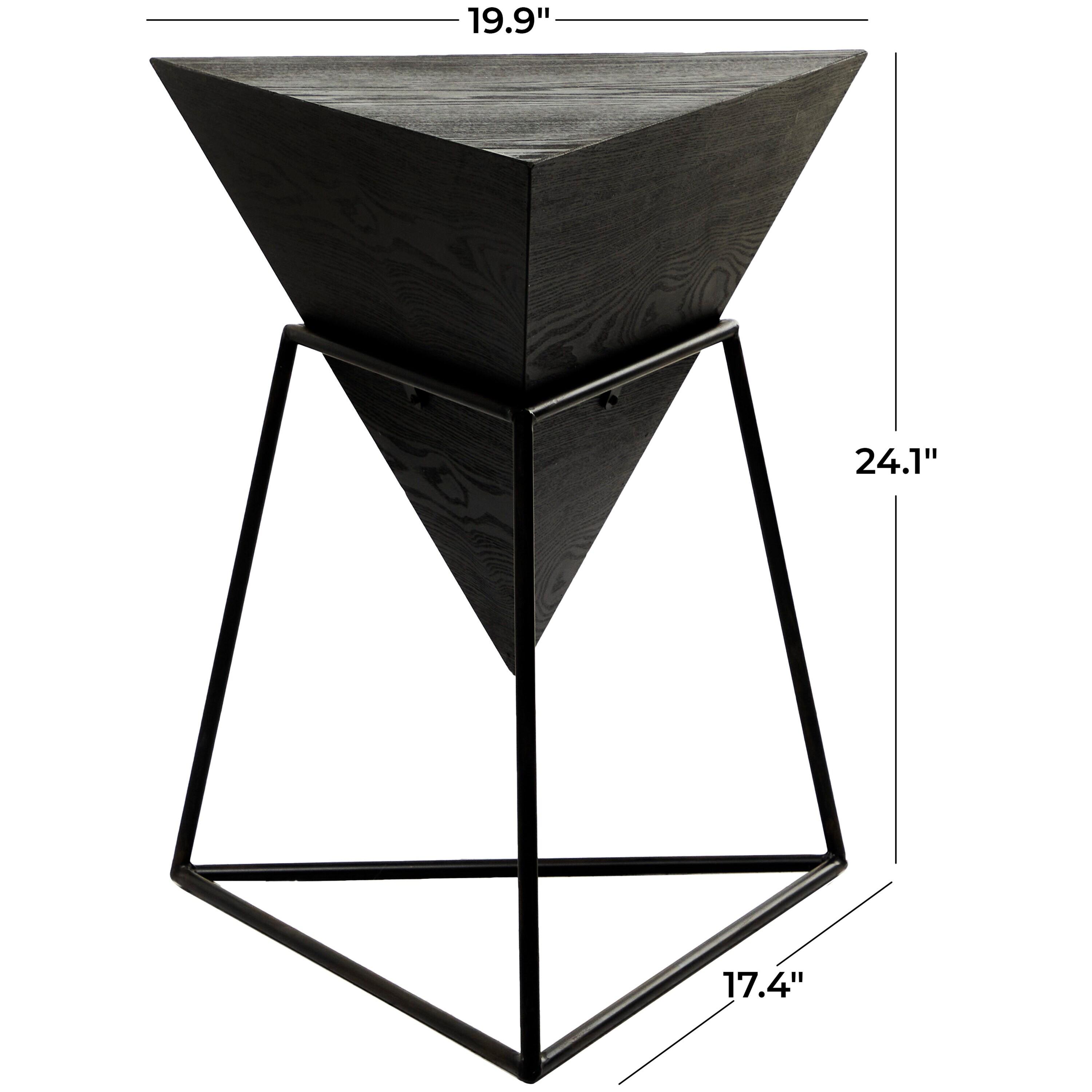 Modern Triangular Accent Table Gray - Olivia & May: Chic Side Table, Metal Frame, Wood Top, Easy to Clean