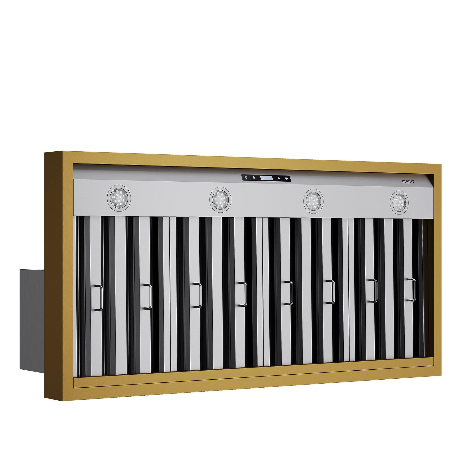 Kucht 48 in. 800 CFM Wall Mounted Range Hood with Gold Accents