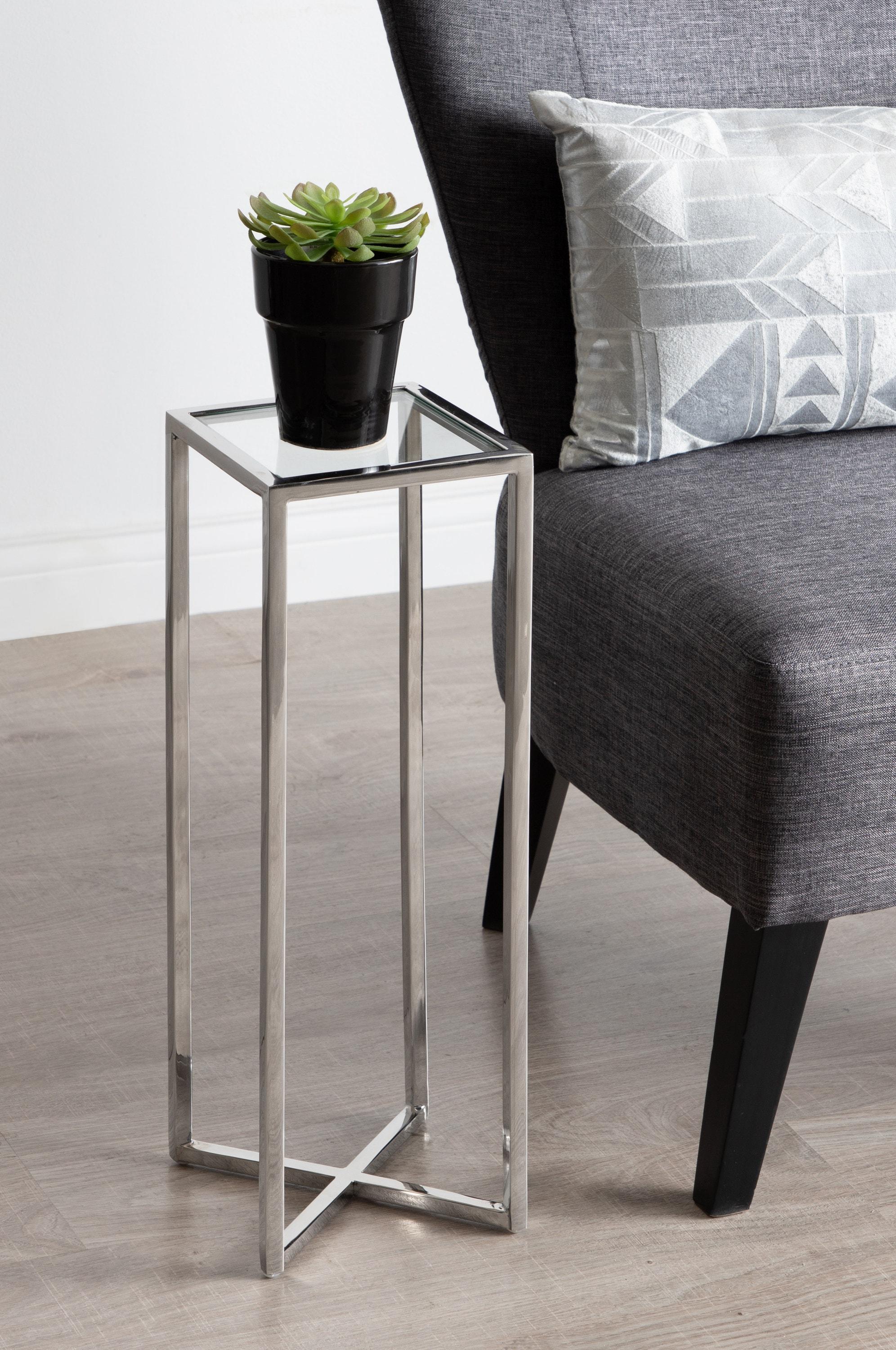 Kate and Laurel Jaspur Square Metal Drink Table, 7x7x21, Silver