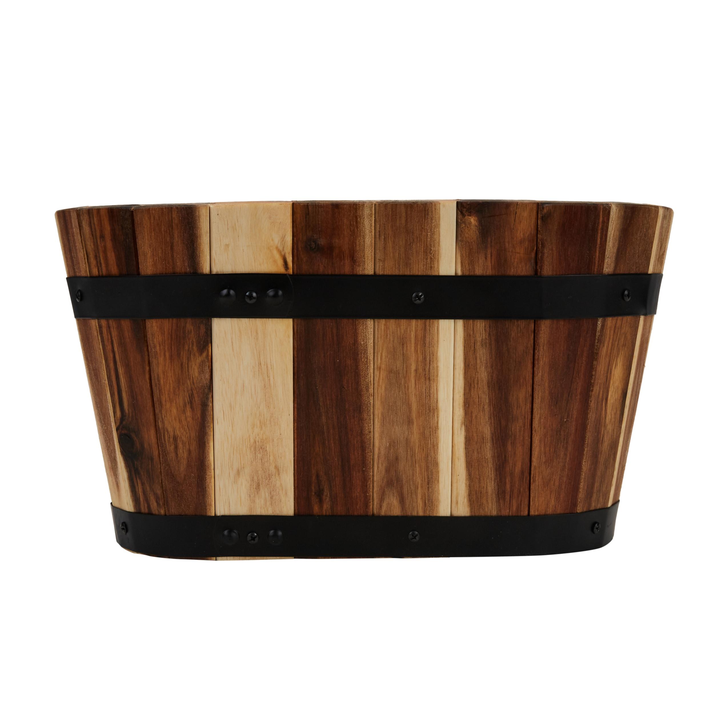 Worth Imports Inc 8" Nested Oval Wood Barrel Planter - 8