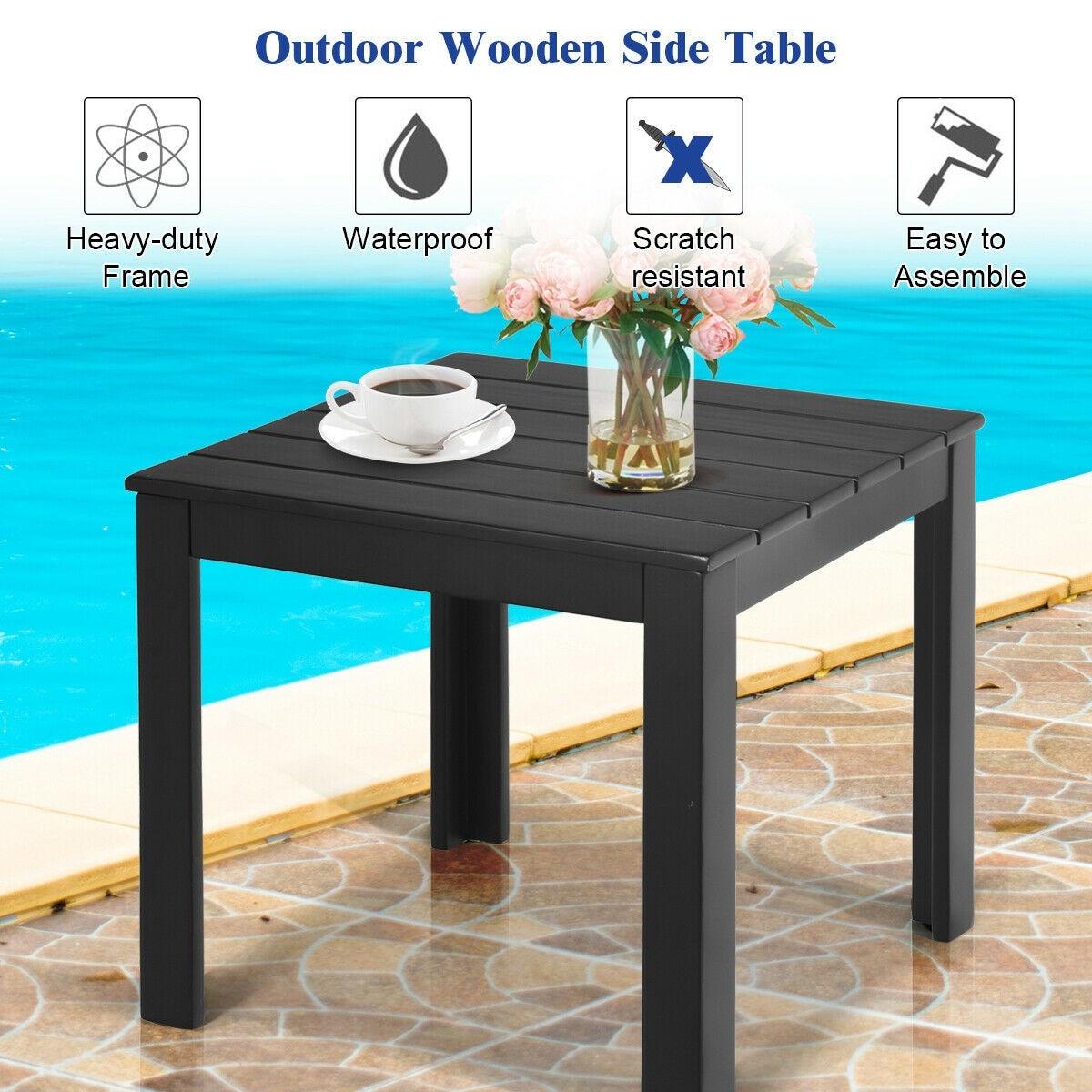 Latitude Run® Wooden Square Patio Coffee Bistro Table