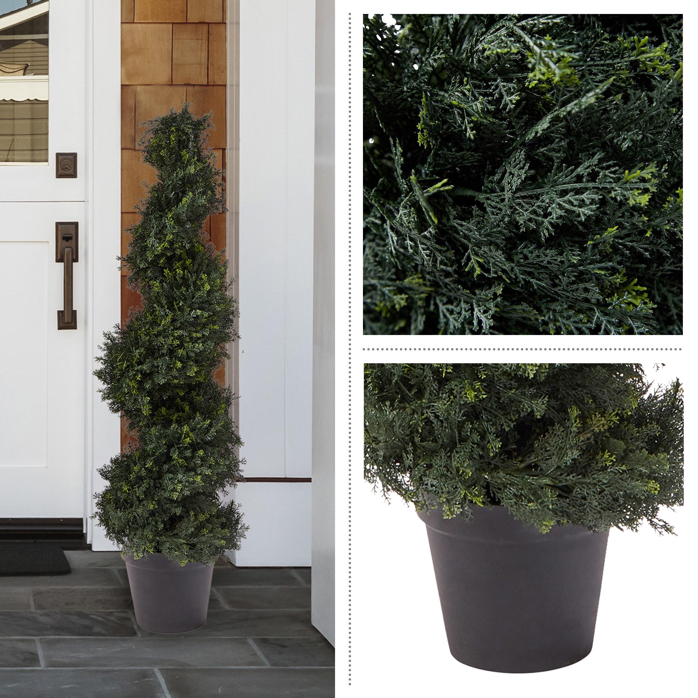 Nature Spring Faux Spiral Cypress Potted Topiary - 4'