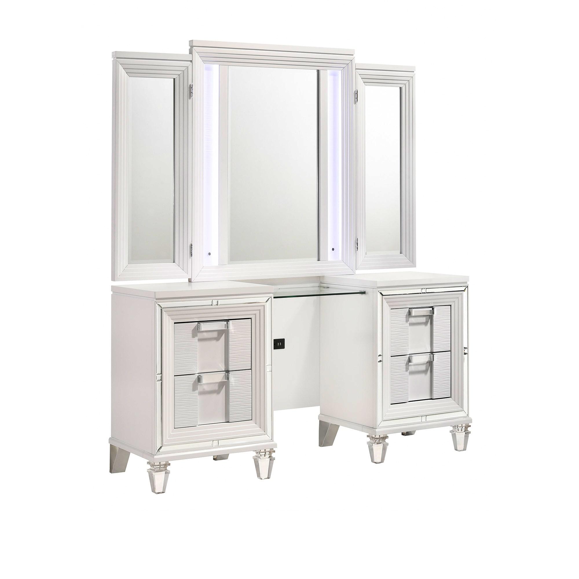 Picket House Furnishings Charlotte Vanity Set with USB in White