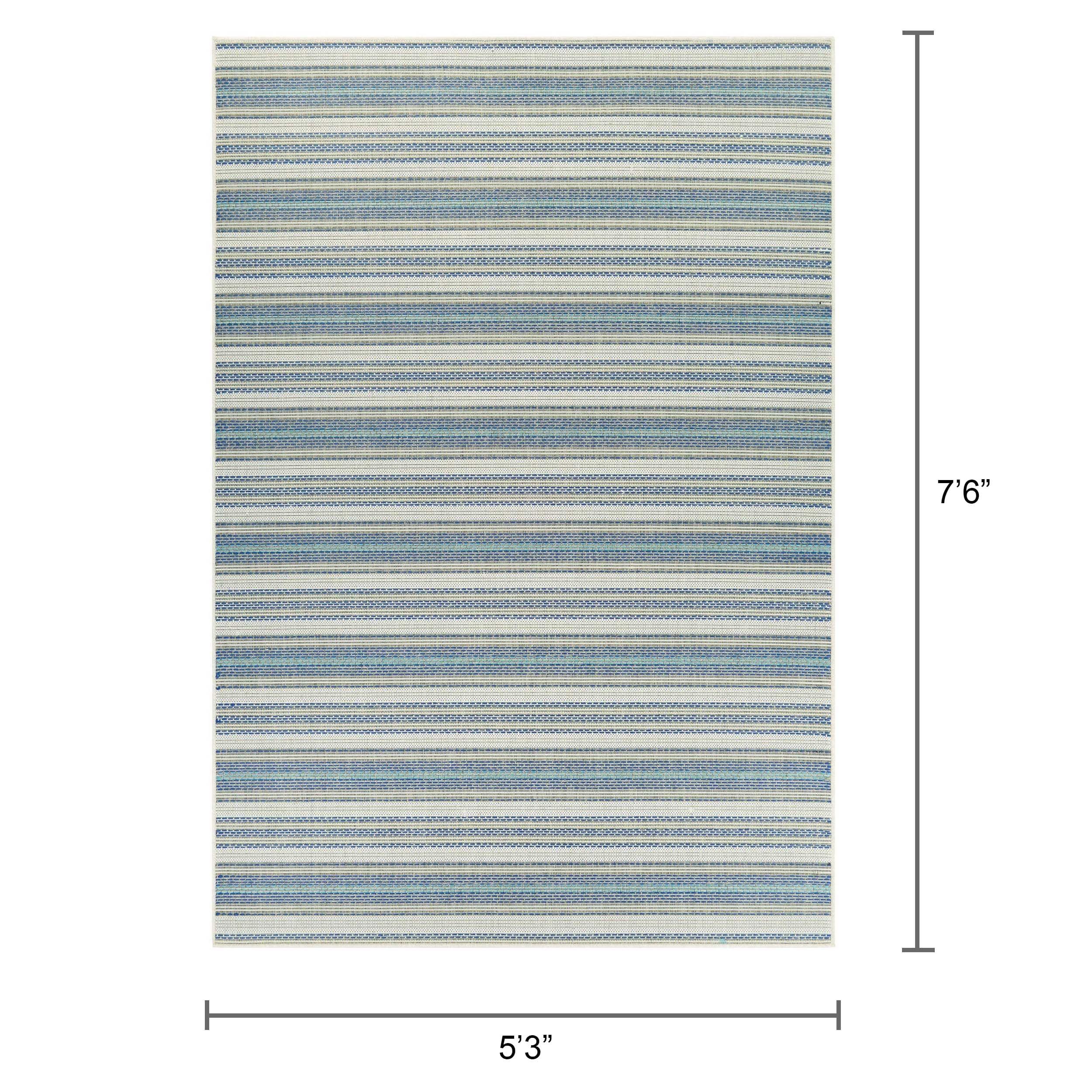 Couristan Monaco Marbella Indoor / Outdoor Area Rug, Ivory-Sand-Azure Blue, 5'3" x 7'6"