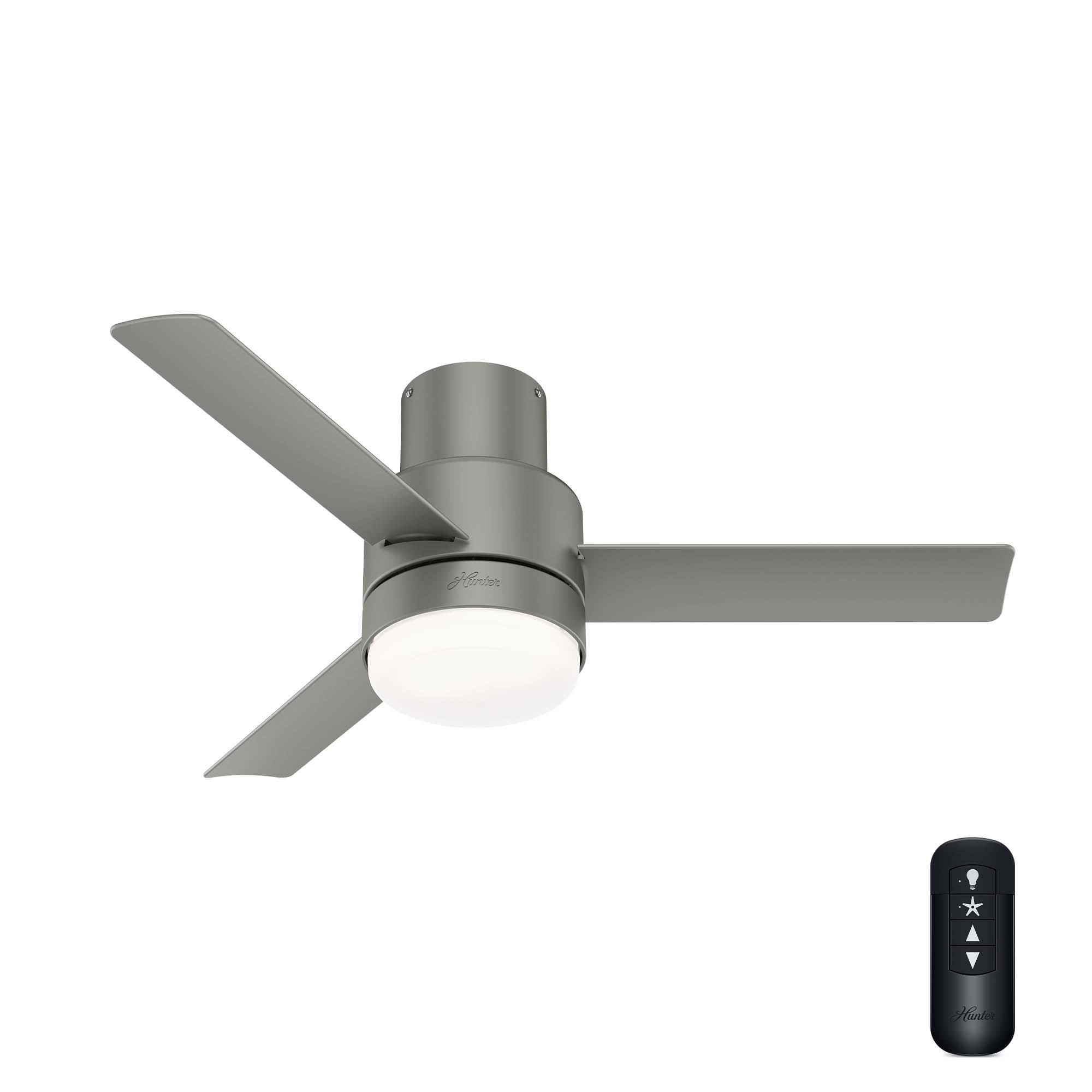 Hunter Fan 44" Gilmour 3 - Blade Outdoor Flush Mount Ceiling Fan with Remote Control and Light Kit Included